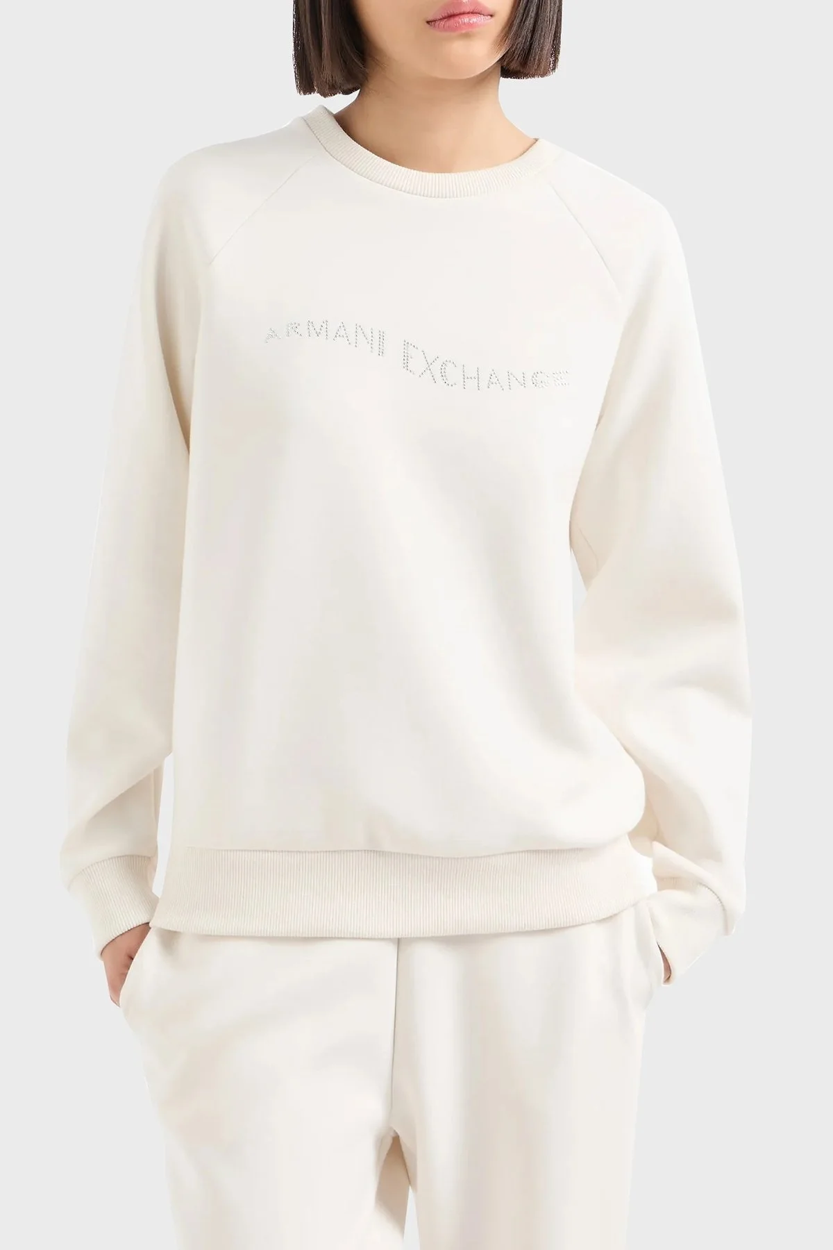 Armani Exchange Regular Fit Bisiklet Yaka Bayan Sweat 6DYM55 YJFPZ 1130 BEYAZ - 1