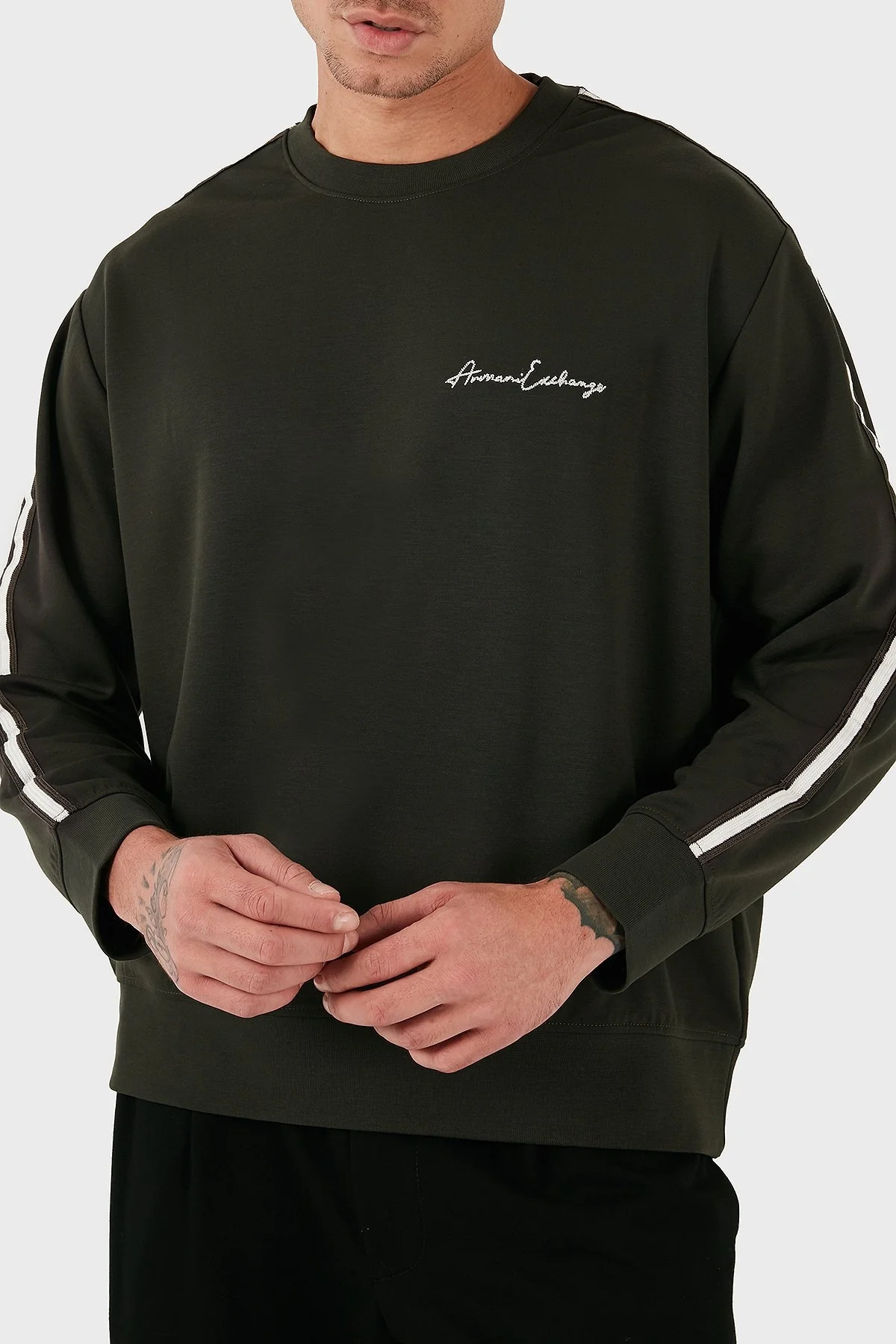 Armani Exchange Regular Fit Bisiklet Yaka Erkek Sweat 8NZMSG Z9N1Z 1832 HAKİ - 4