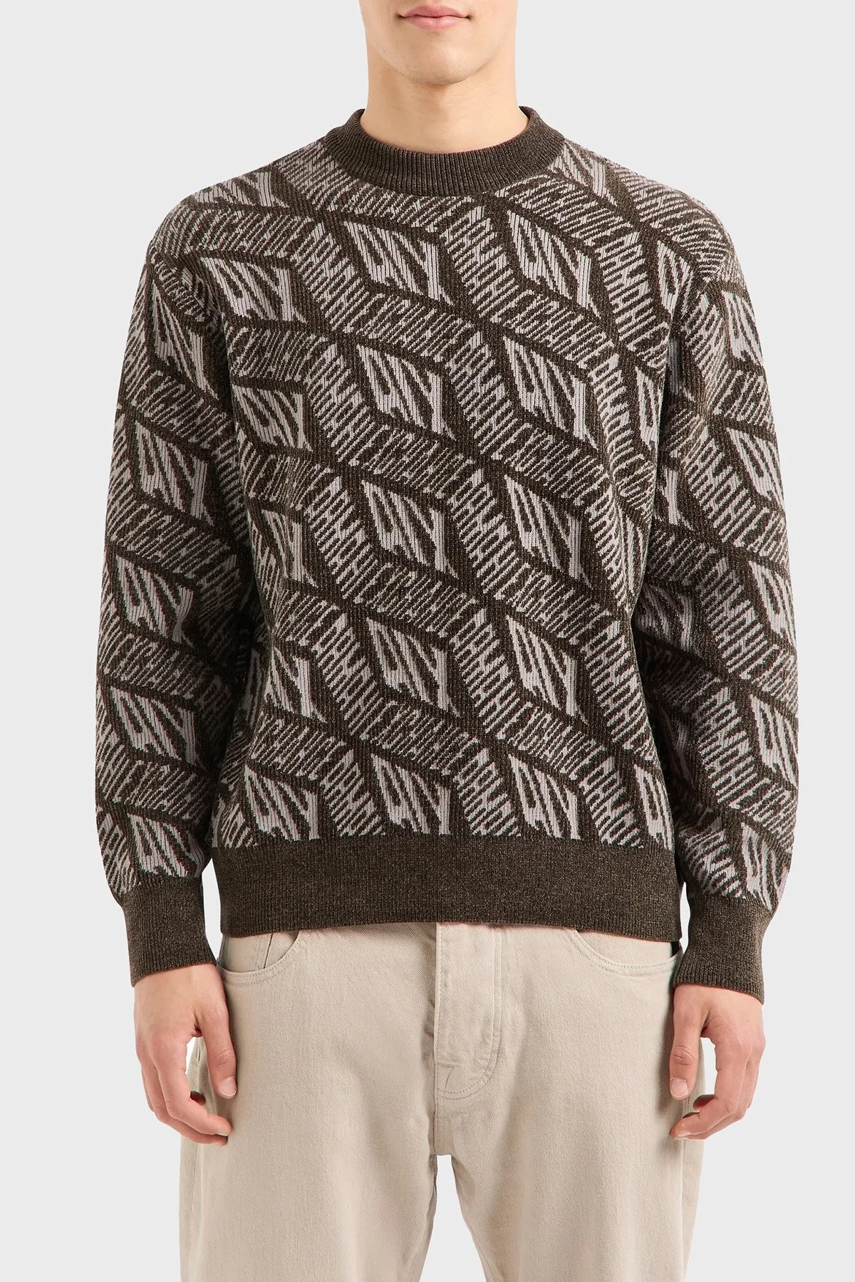 Armani Exchange Regular Fit Bisiklet Yaka Şönil Erkek Kazak 6DZM1Q ZM4LZ 2813 HAKİ - 1