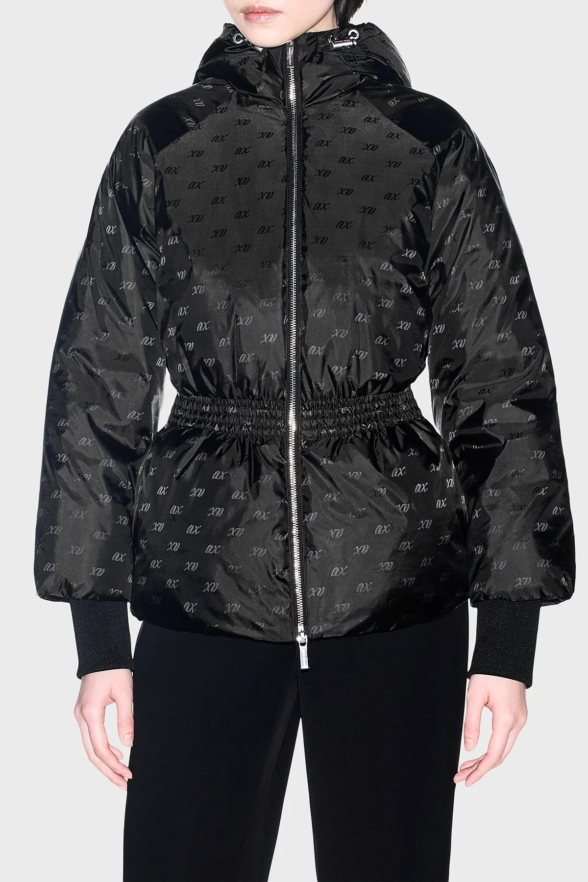 Armani Exchange Regular Fit Büzmeli Bel Detaylı Kapüşonlu Kadın Ceket XW002434 AF26068 FC241 Siyah - 1
