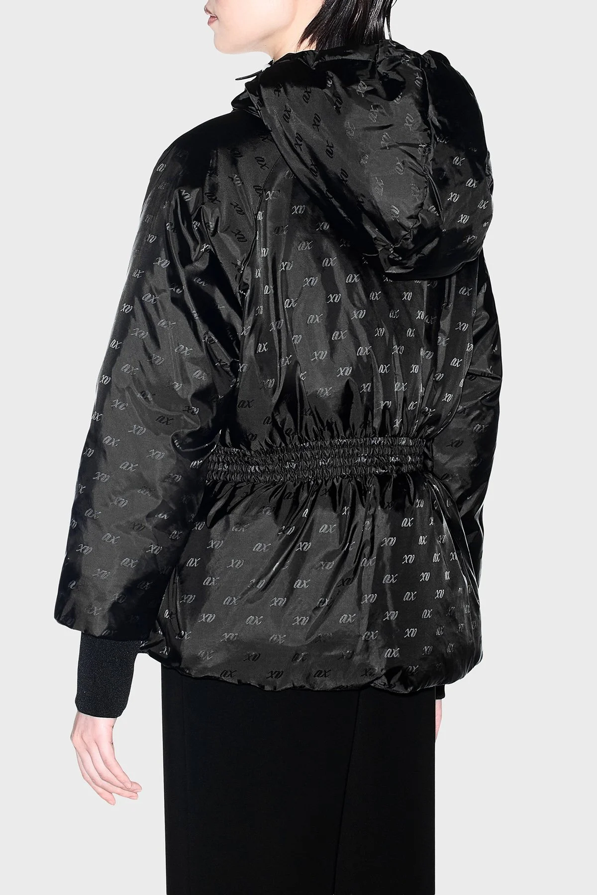 Armani Exchange Regular Fit Büzmeli Bel Detaylı Kapüşonlu Kadın Ceket XW002434 AF26068 FC241 Siyah - 3