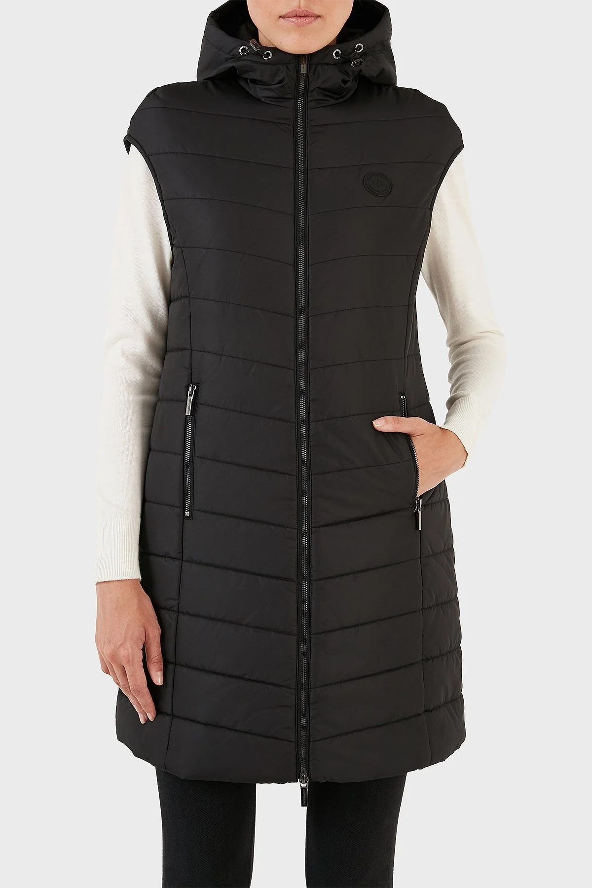 Armani Exchange Regular Fit Cepli Kapüşonlu Şişme Bayan Yelek 8NYQ22 YNMAZ 1200 SİYAH - 1