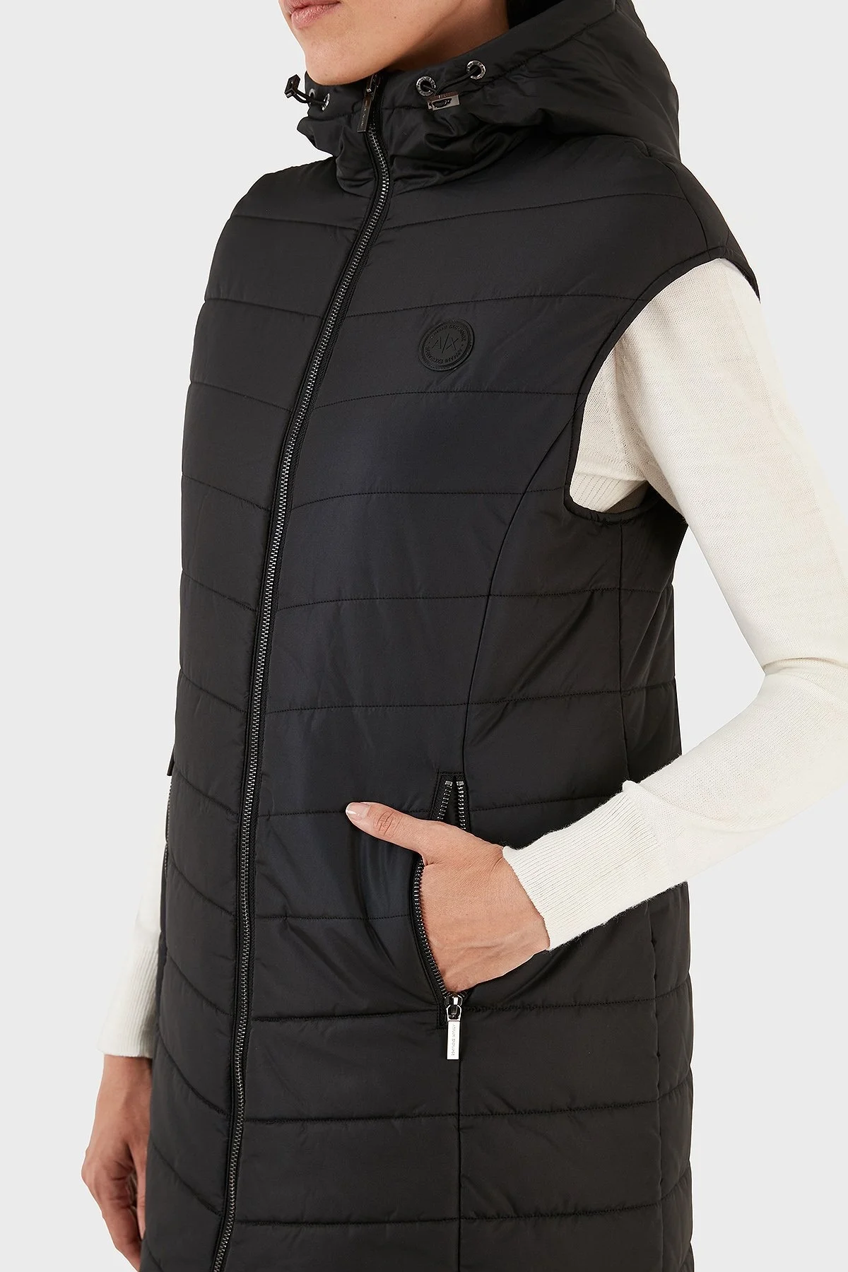 Armani Exchange Regular Fit Cepli Kapüşonlu Şişme Bayan Yelek 8NYQ22 YNMAZ 1200 SİYAH - 4