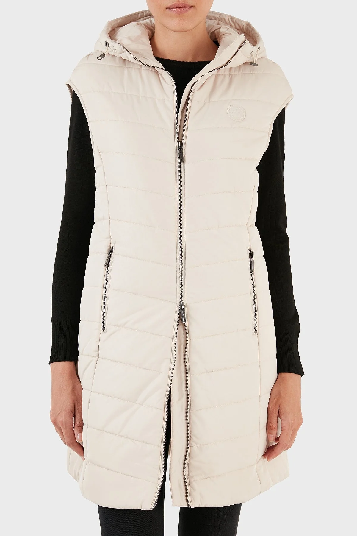 Armani Exchange Regular Fit Cepli Kapüşonlu Şişme Bayan Yelek 8NYQ22 YNMAZ 1783 AÇIK BEJ - 2