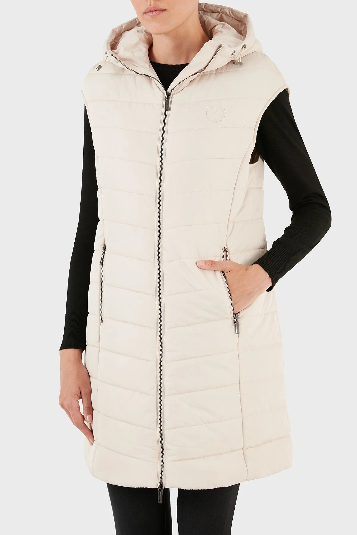 Armani Exchange Regular Fit Cepli Kapüşonlu Şişme Bayan Yelek 8NYQ22 YNMAZ 1783 AÇIK BEJ - 7