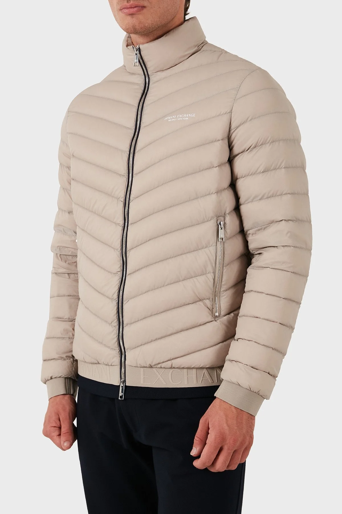 Armani Exchange Regular Fit Çift Fermuarlı Dik Yaka Erkek Mont 8NZB52 ZNW3Z 7703 BEJ - 5