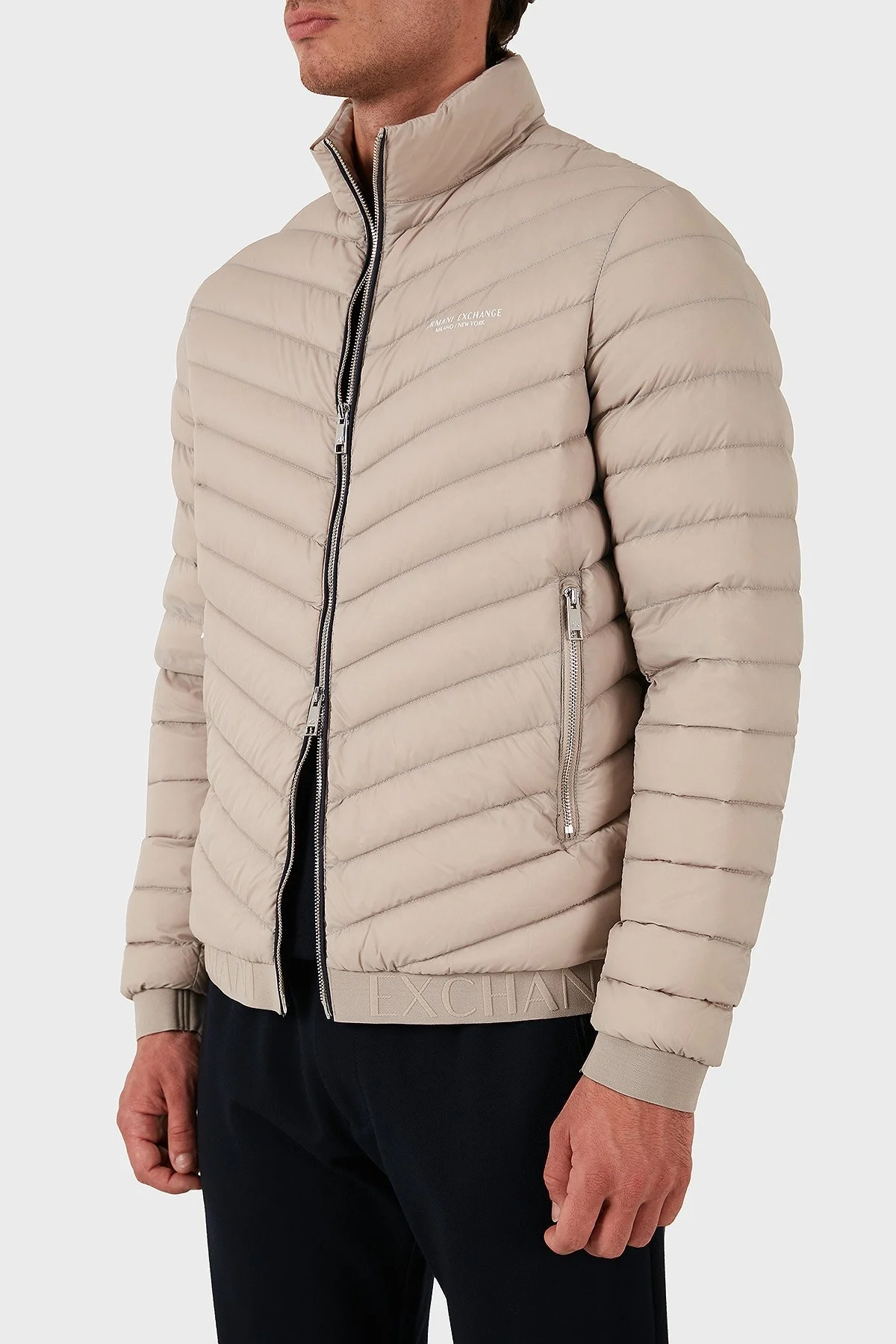 Armani Exchange Regular Fit Çift Fermuarlı Dik Yaka Erkek Mont 8NZB52 ZNW3Z 7703 BEJ - 6