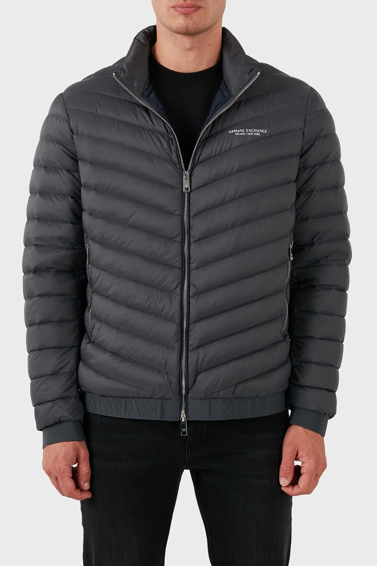 Armani Exchange Regular Fit Çift Fermuarlı Dik Yaka Erkek Mont 8NZB52 ZNW3Z 7907 ANTRASİT - 1