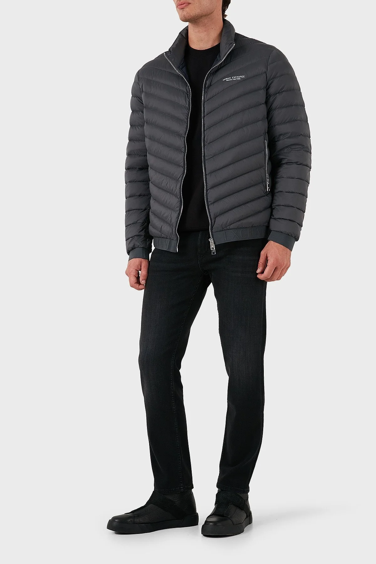 Armani Exchange Regular Fit Çift Fermuarlı Dik Yaka Erkek Mont 8NZB52 ZNW3Z 7907 ANTRASİT - 3