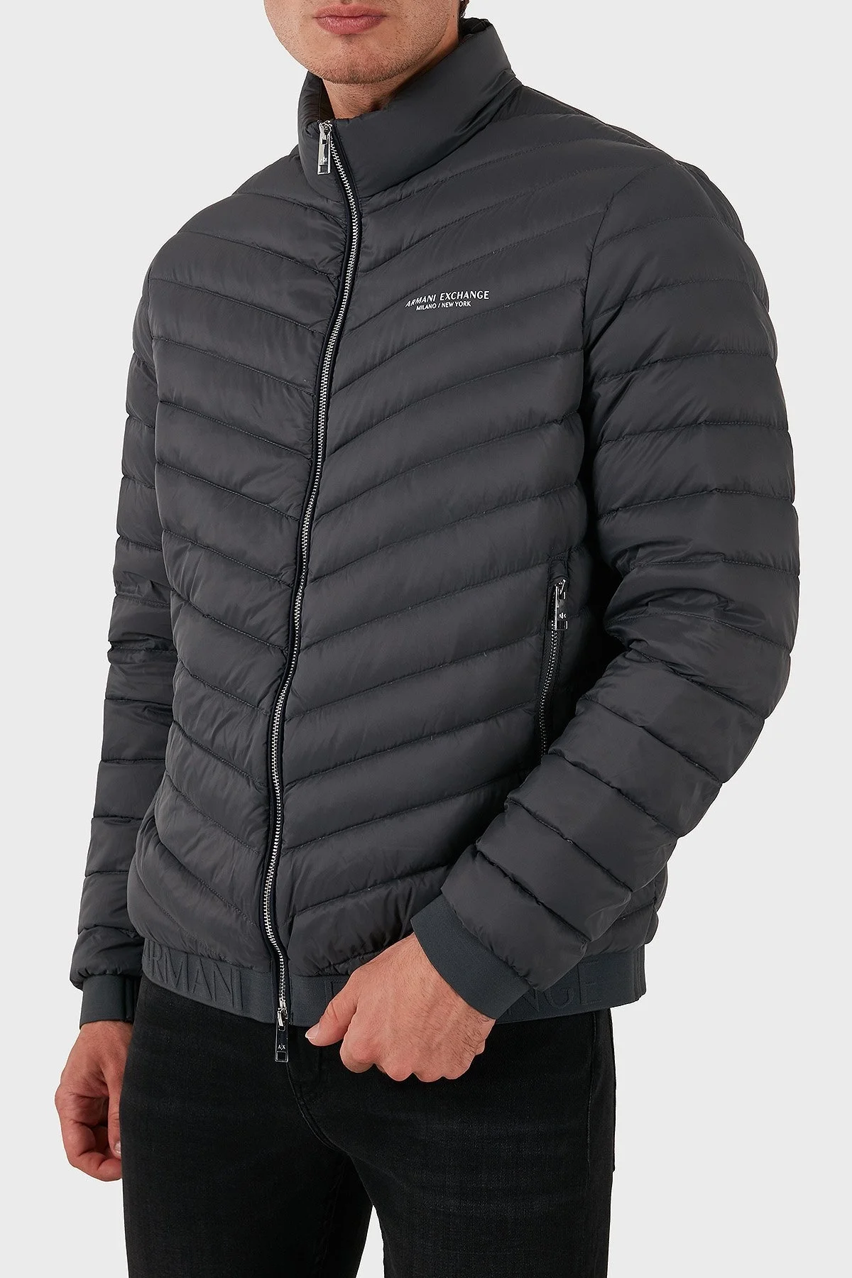 Armani Exchange Regular Fit Çift Fermuarlı Dik Yaka Erkek Mont 8NZB52 ZNW3Z 7907 ANTRASİT - 4