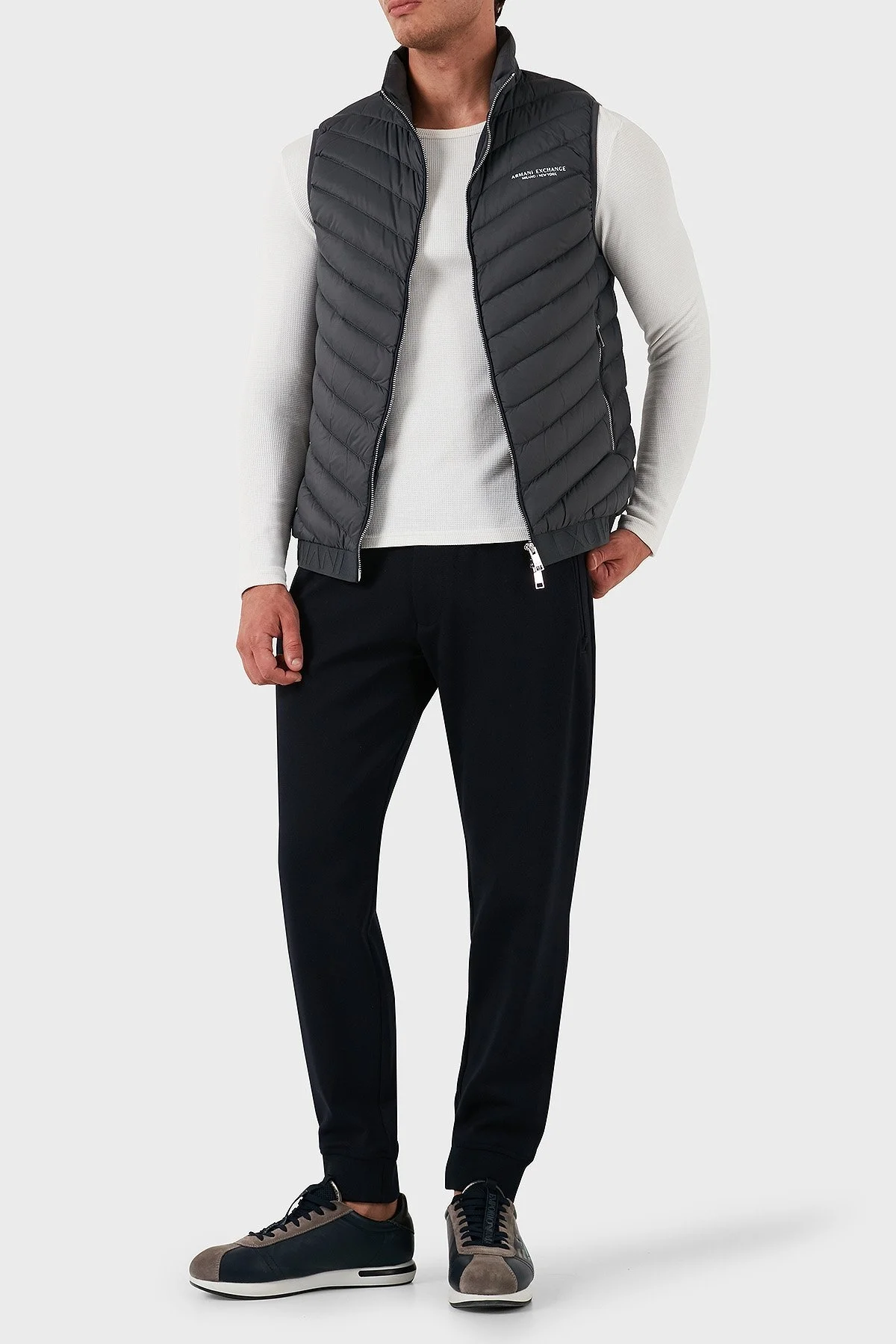 Armani Exchange Regular Fit Çift Fermuarlı Dik Yaka Kuş Tüylü Erkek Yelek 8NZQ52 ZNW3Z 7907 ANTRASİT - 3