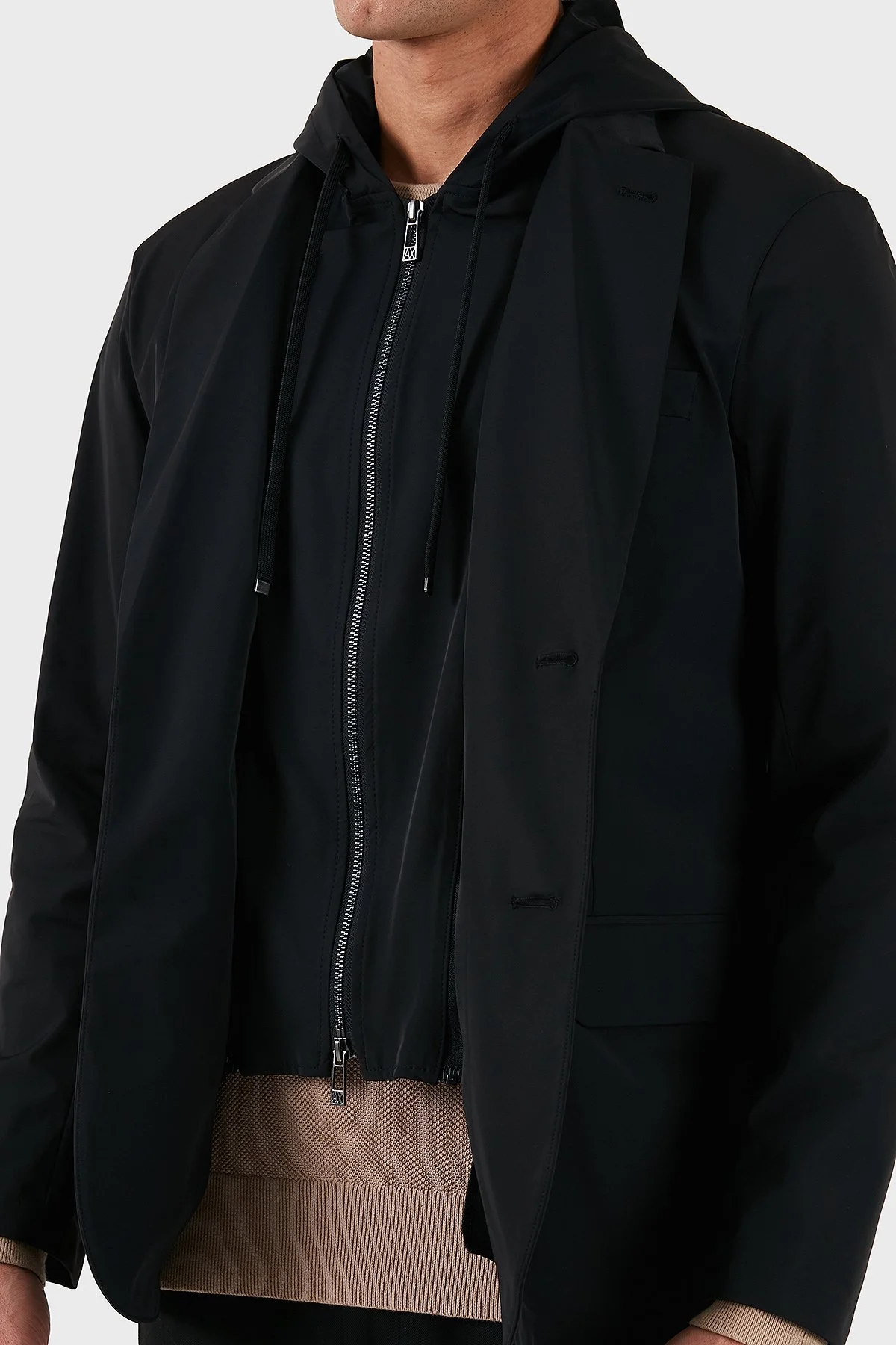 Armani Exchange Regular Fit Çıkarılabilir İç Panelli Kapüşonlu Erkek Ceket XM001199 AF16635 UC001 SİYAH - 4