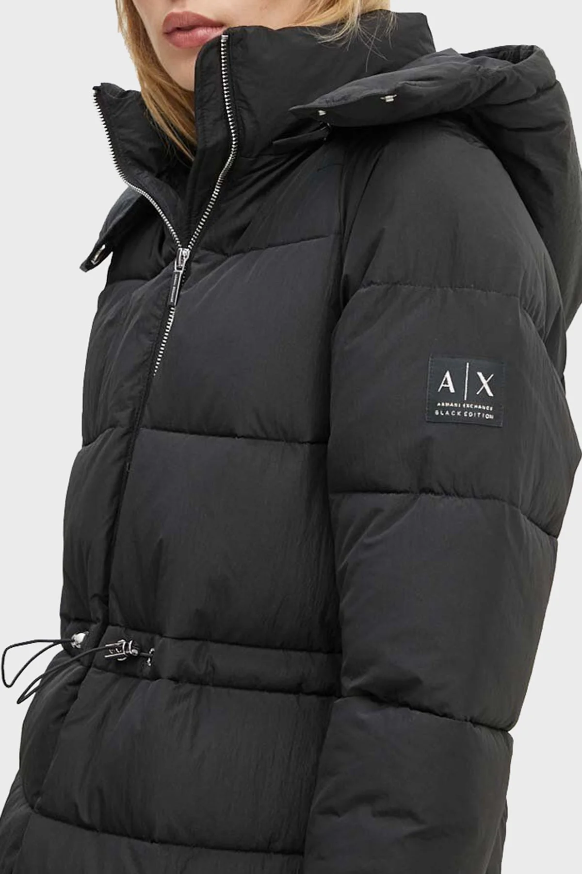 Armani Exchange Regular Fit Çıkarılabilir Kapüşonlu Şişme Bayan Mont XW000026 AF10248 UC001 SİYAH - 11