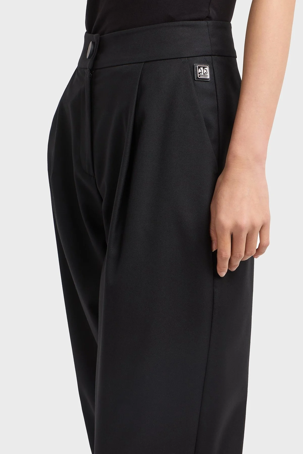 Armani Exchange Regular Fit Daralan Paça Pileli Kumaş Bayan Pantolon XW000222 AF10855 UC001 SİYAH - 9