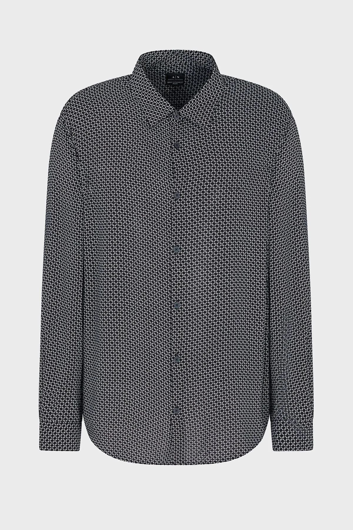 Armani Exchange Regular Fit Desenli Uzun Kollu Erkek Gömlek XM000668 AF10253 FB007 LACİVERT - 10