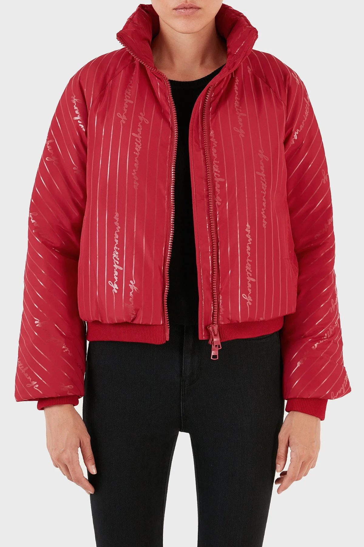 Armani Exchange Regular Fit Dik Yaka Bomber Şişme Kadın Mont 6RYB06 YN1MZ 04PV KIRMIZI - 4