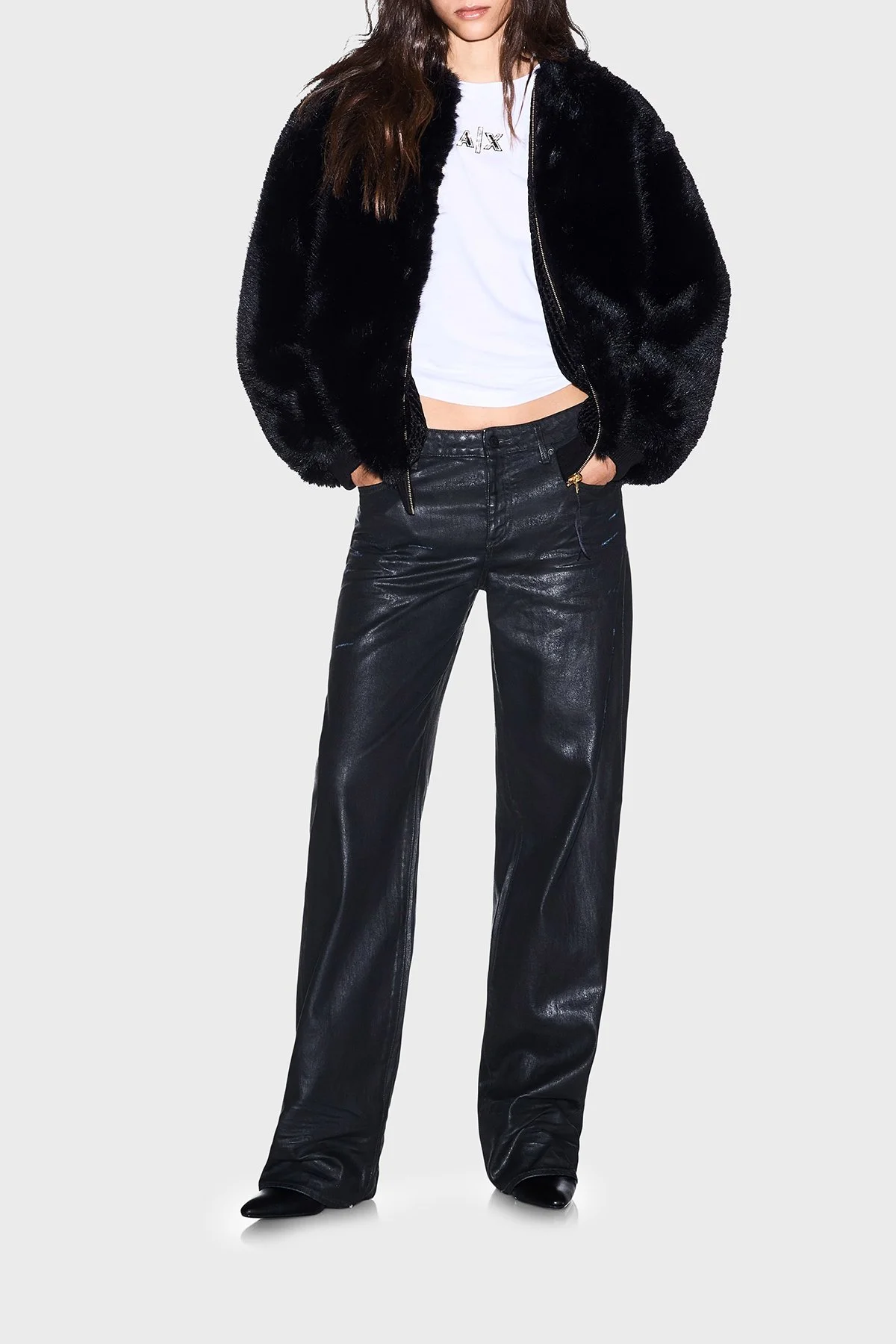 Armani Exchange Regular Fit Dik Yaka Fermuarlı Kadın Ceket XW002940 AF25760 UC001 Siyah - 2