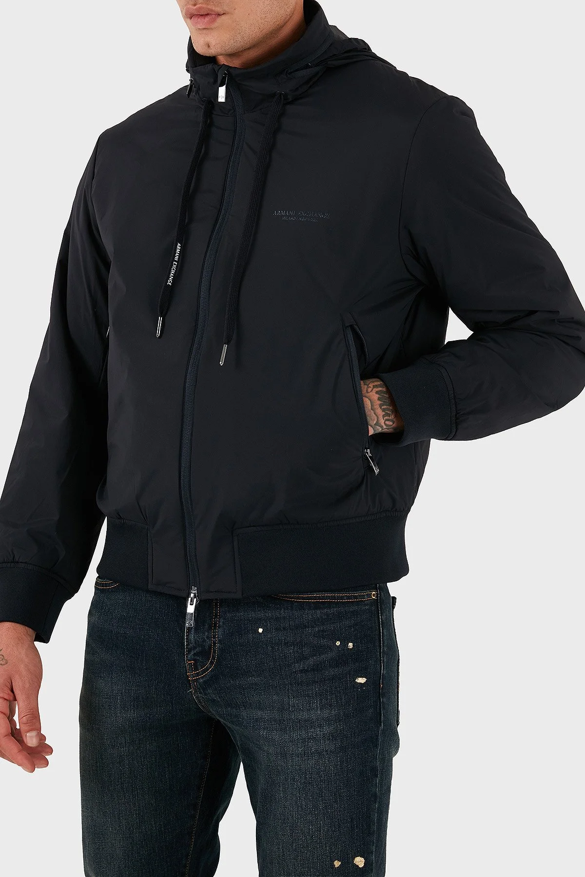 Armani Exchange Regular Fit Dik Yaka Gizli Kapüşonlu Erkek Mont XM001583 AF19196 UB101 LACİVERT - 6