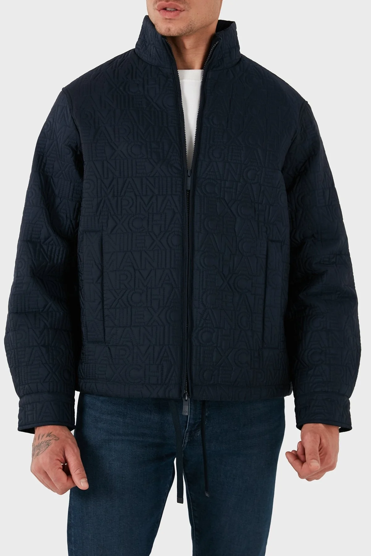 Armani Exchange Regular Fit Dik Yaka Logolu Erkek Mont 6DZB10 ZN4XZ 1510 LACİVERT - 1