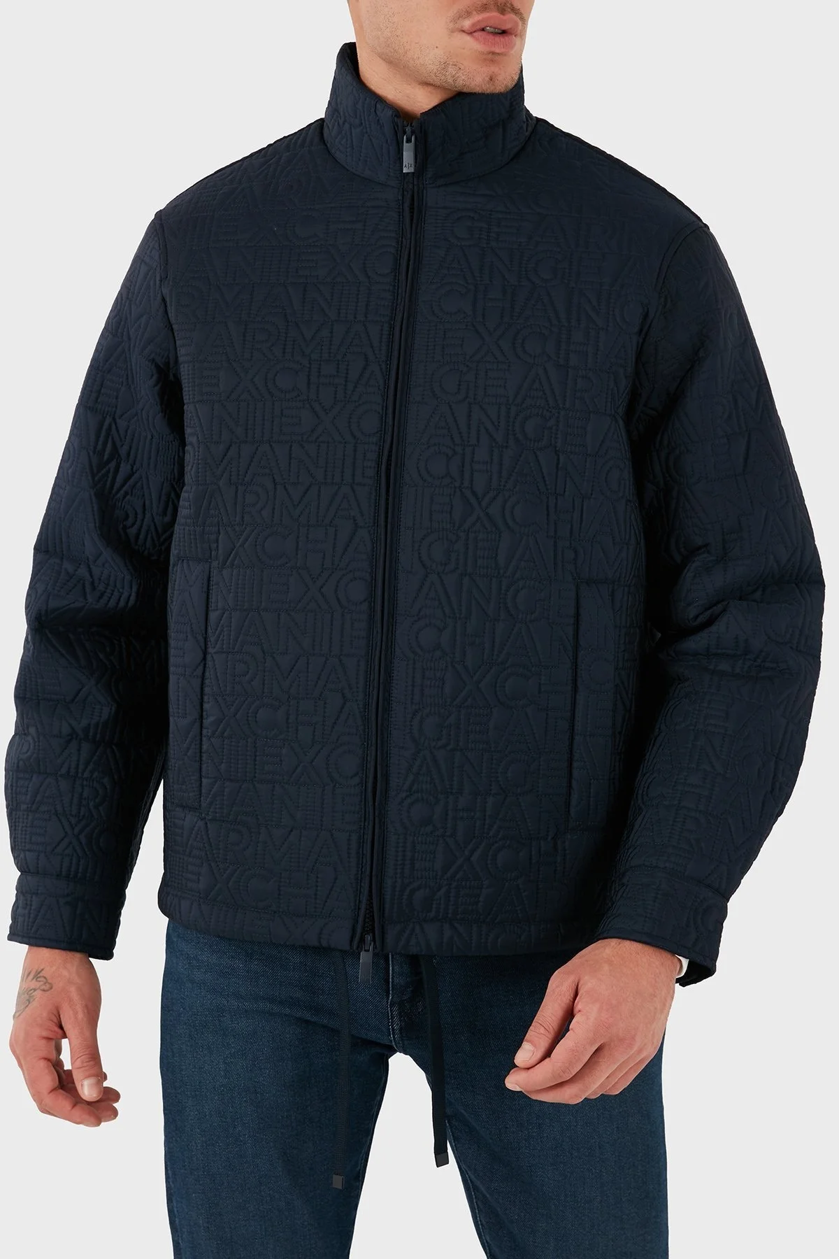 Armani Exchange Regular Fit Dik Yaka Logolu Erkek Mont 6DZB10 ZN4XZ 1510 LACİVERT - 6