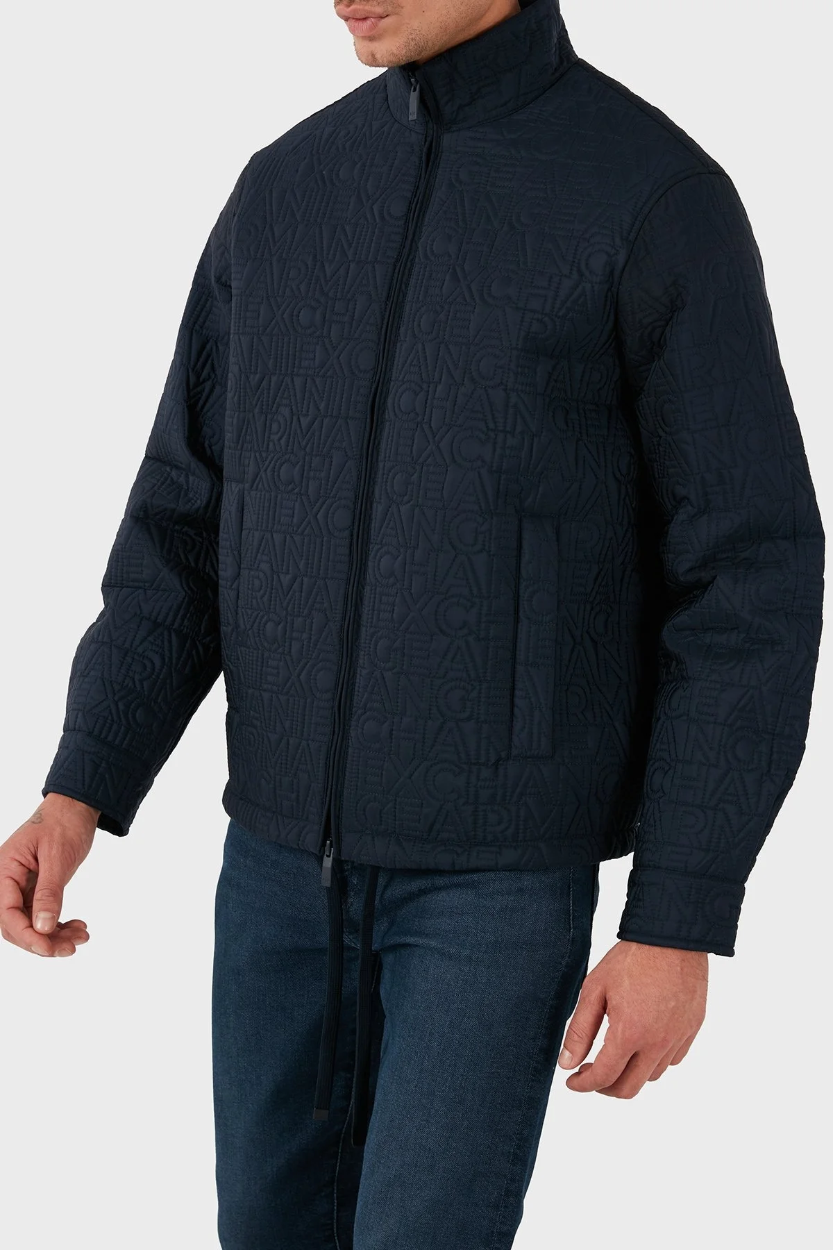 Armani Exchange Regular Fit Dik Yaka Logolu Erkek Mont 6DZB10 ZN4XZ 1510 LACİVERT - 7