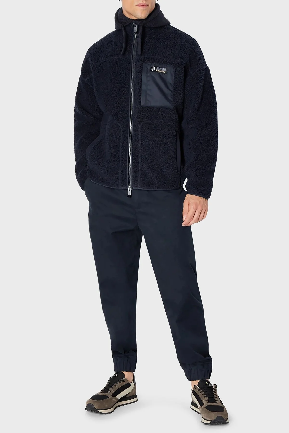Armani Exchange Regular Fit Fermuarlı Dik Yaka Sherpa Polar Erkek Sweat 6RZMJD ZJDLZ 1510 LACİVERT - 1