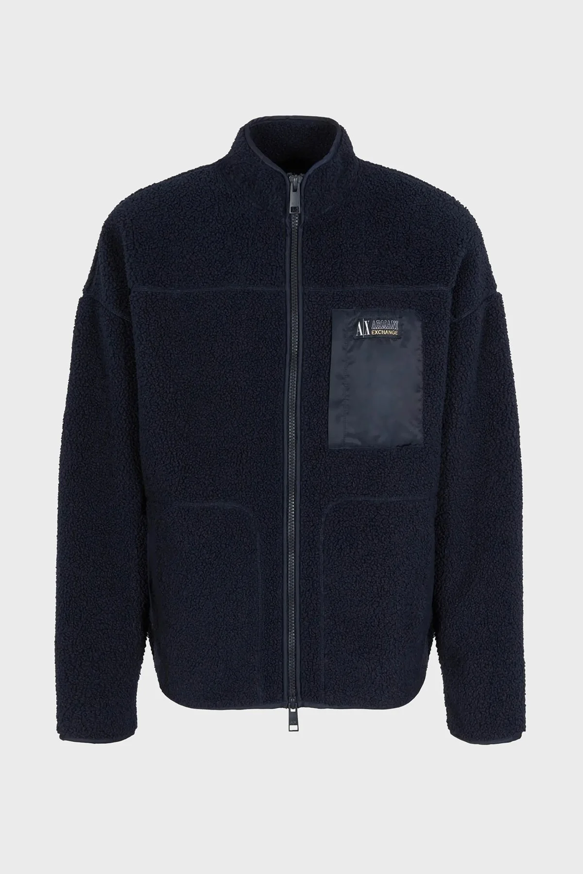 Armani Exchange Regular Fit Fermuarlı Dik Yaka Sherpa Polar Erkek Sweat 6RZMJD ZJDLZ 1510 LACİVERT - 4