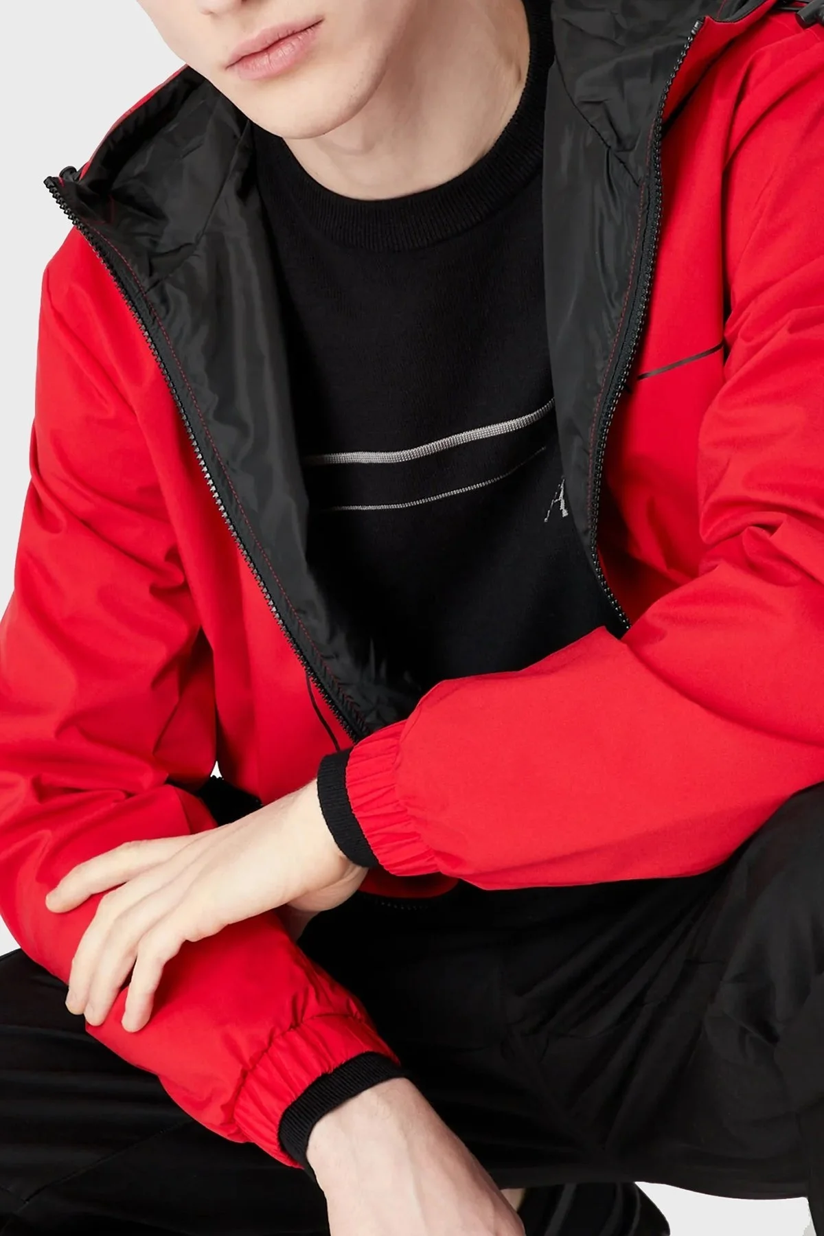 Armani Exchange Regular Fit Fermuarlı Kapüşonlu Erkek Mont 3RZB01 ZNB7Z 6478 KIRMIZI - 4