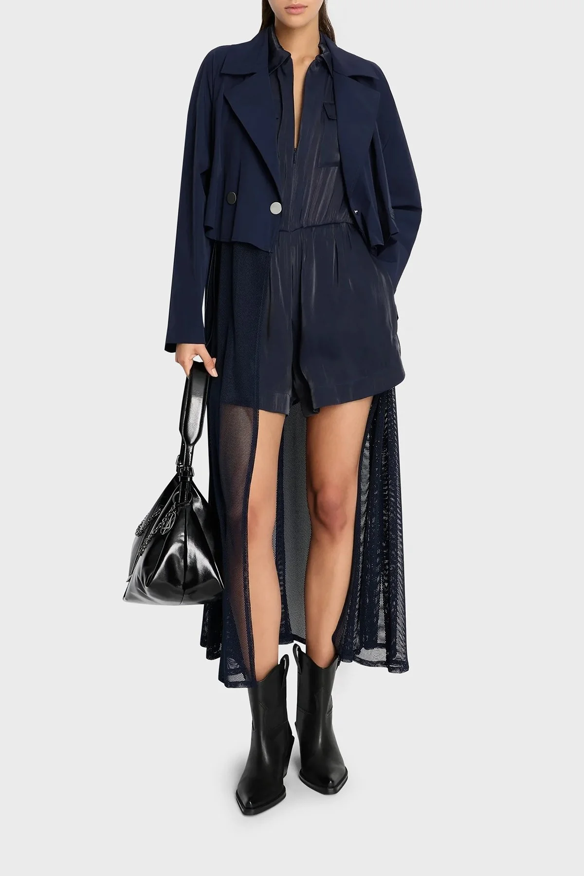 Armani Exchange Regular Fit Gömlek Yaka Mini Bayan Tulum 3DYA18 YNUUZ 1593 LACİVERT - 2