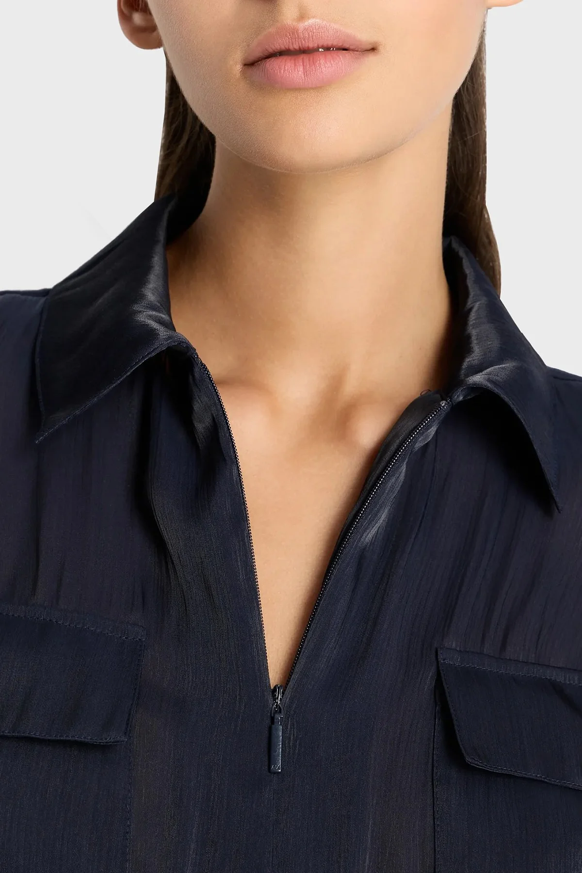 Armani Exchange Regular Fit Gömlek Yaka Mini Kadın Tulum 3DYA18 YNUUZ 1593 LACİVERT - 4