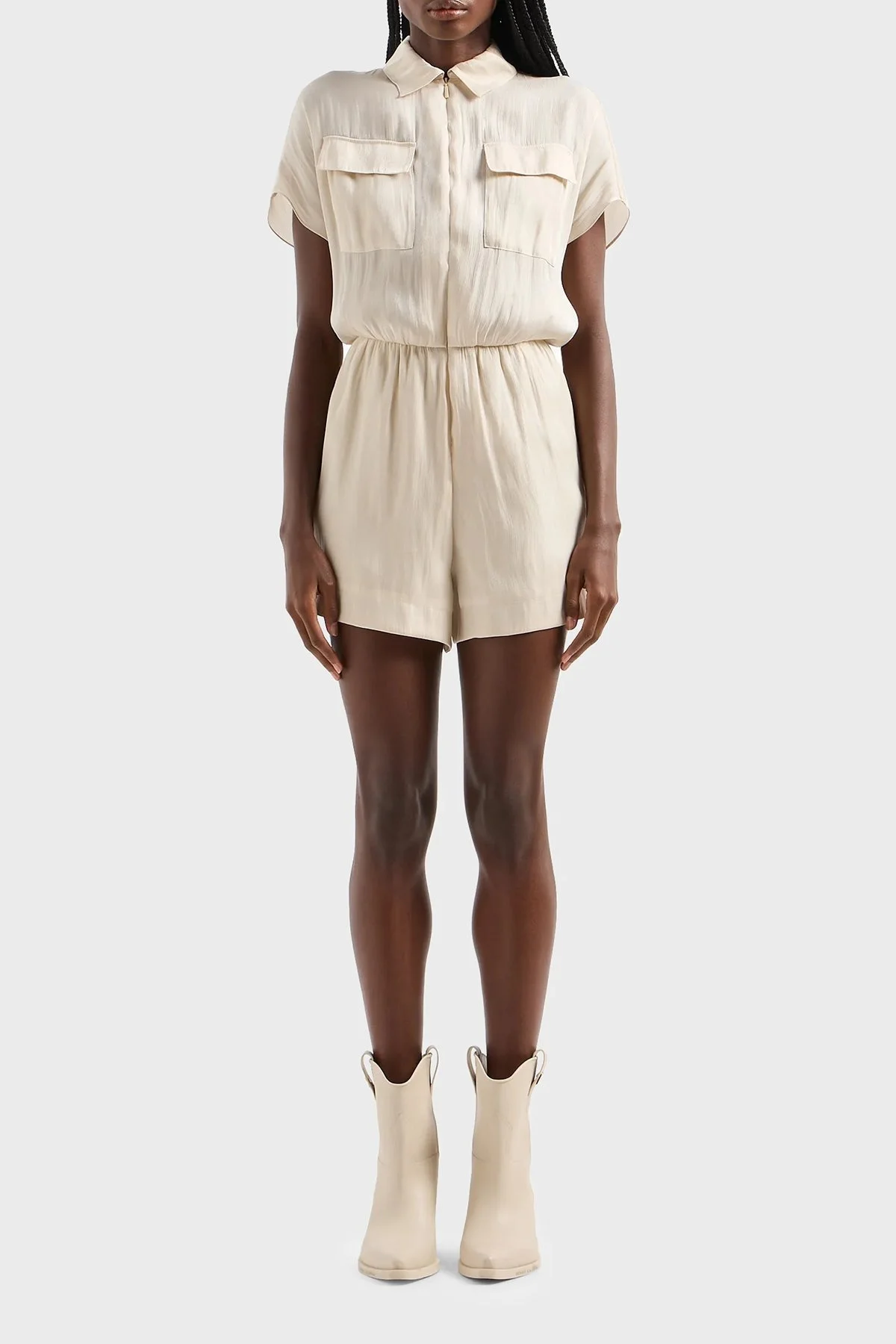 Armani Exchange Regular Fit Gömlek Yaka Mini Bayan Tulum 3DYA18 YNUUZ 1787 BEJ - 1