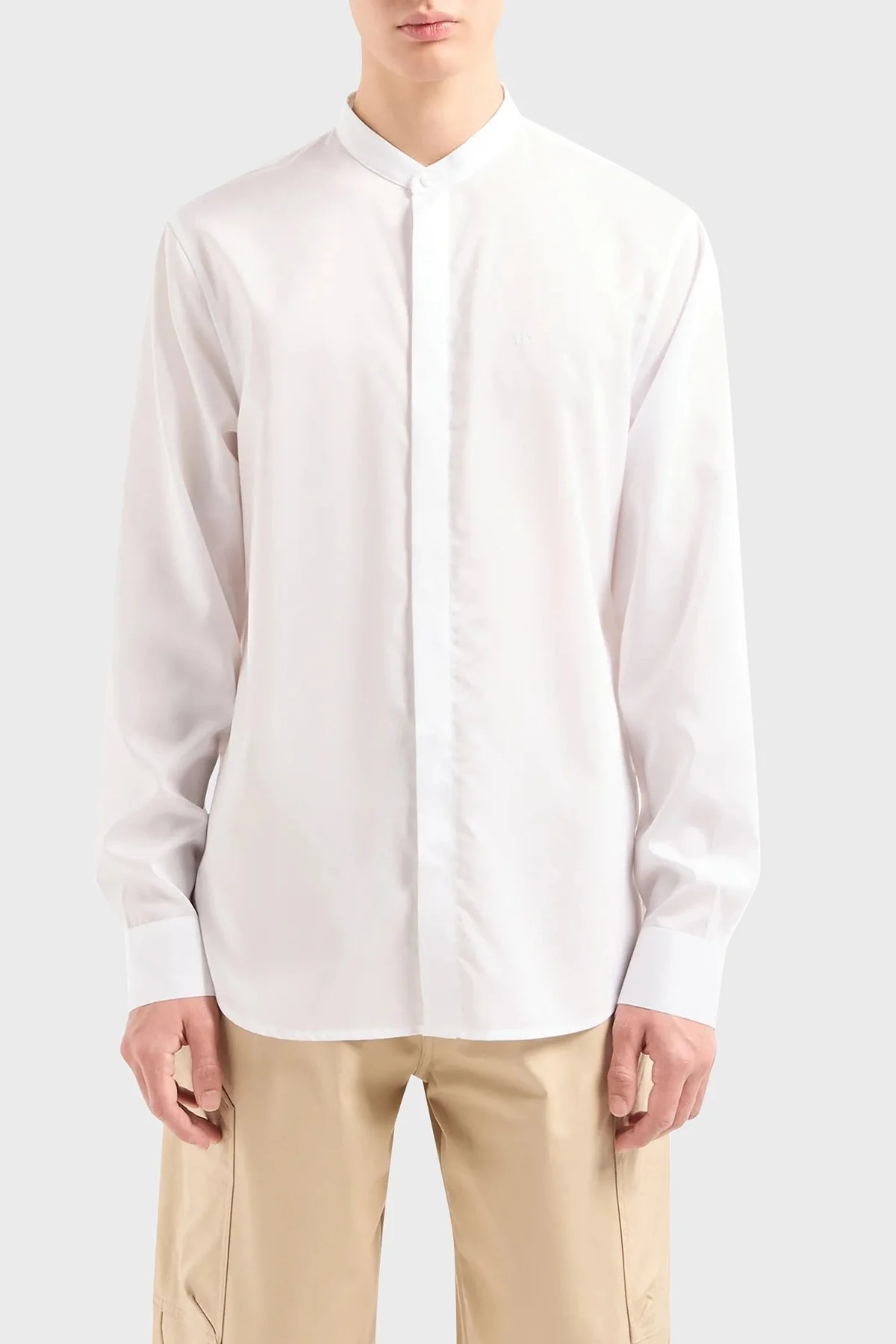 Armani Exchange Regular Fit Hakim Yaka Poplin Erkek Gömlek 3DZC19 ZN4CZ 1100 BEYAZ - 1