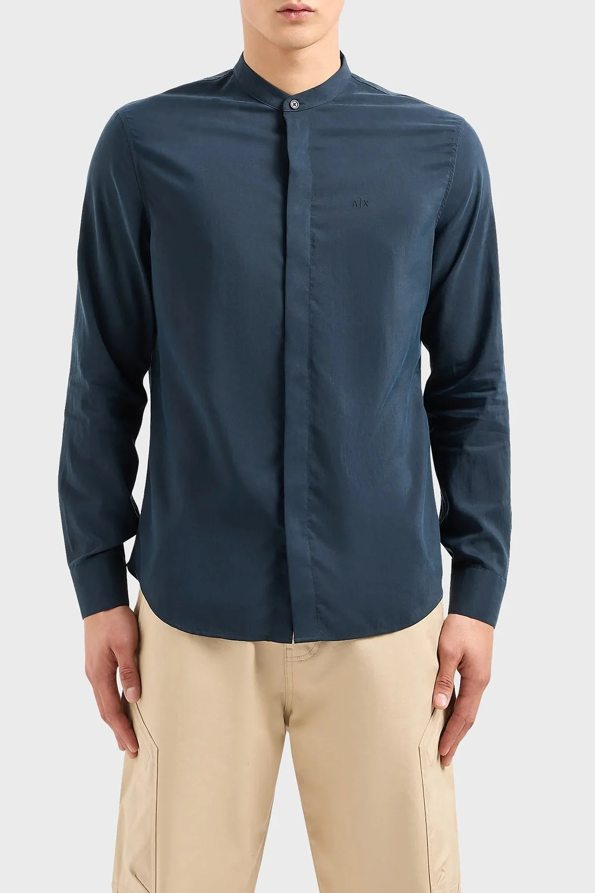 Armani Exchange Regular Fit Hakim Yaka Poplin Erkek Gömlek 3DZC19 ZN4CZ 1510 LACİVERT - 1