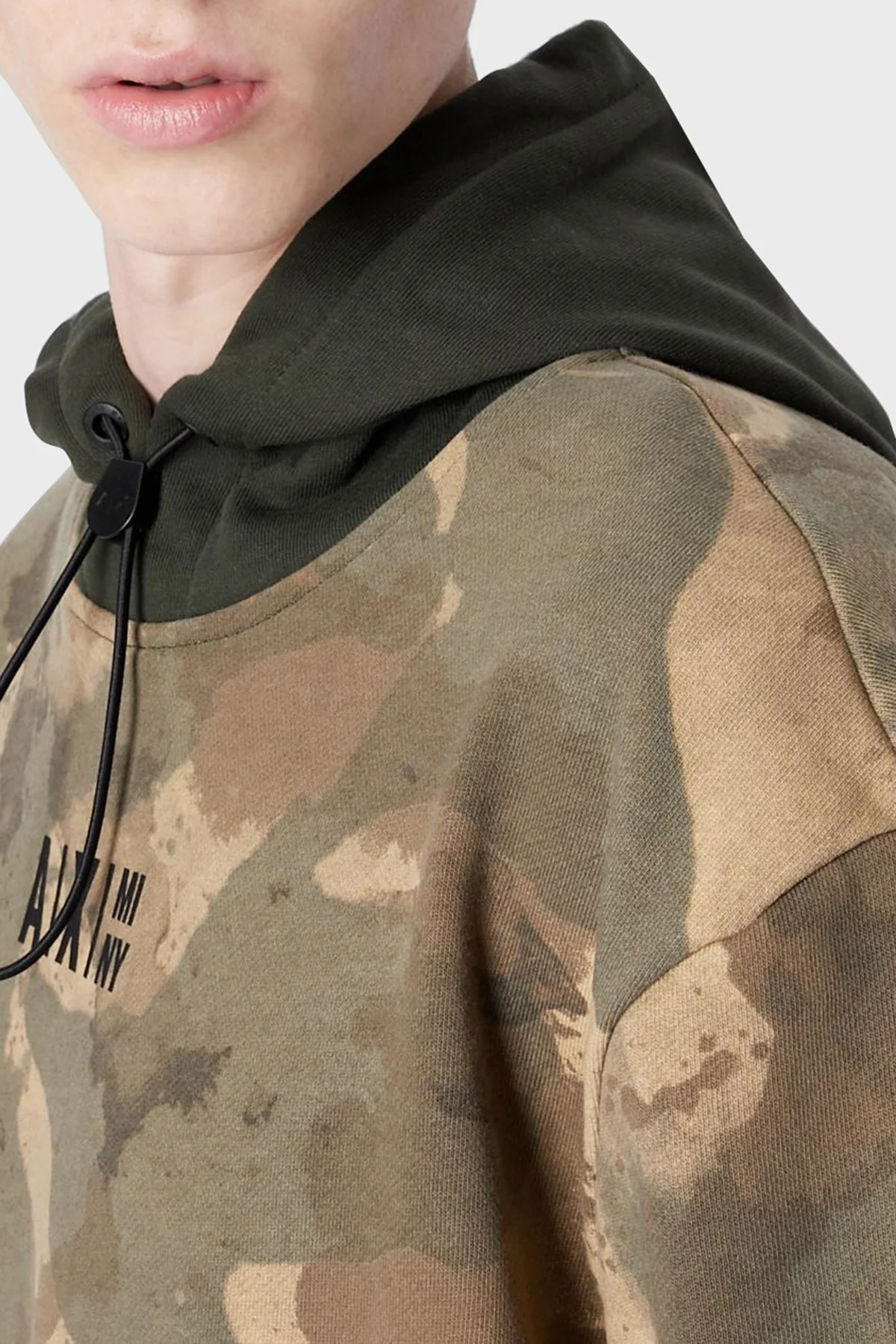Armani Exchange Regular Fit Kamuflaj Desenli Kapüşonlu Pamuklu Erkek Sweat 6LZMFC ZJXAZ 4876 KAMUFLAJ-BEJ - 2