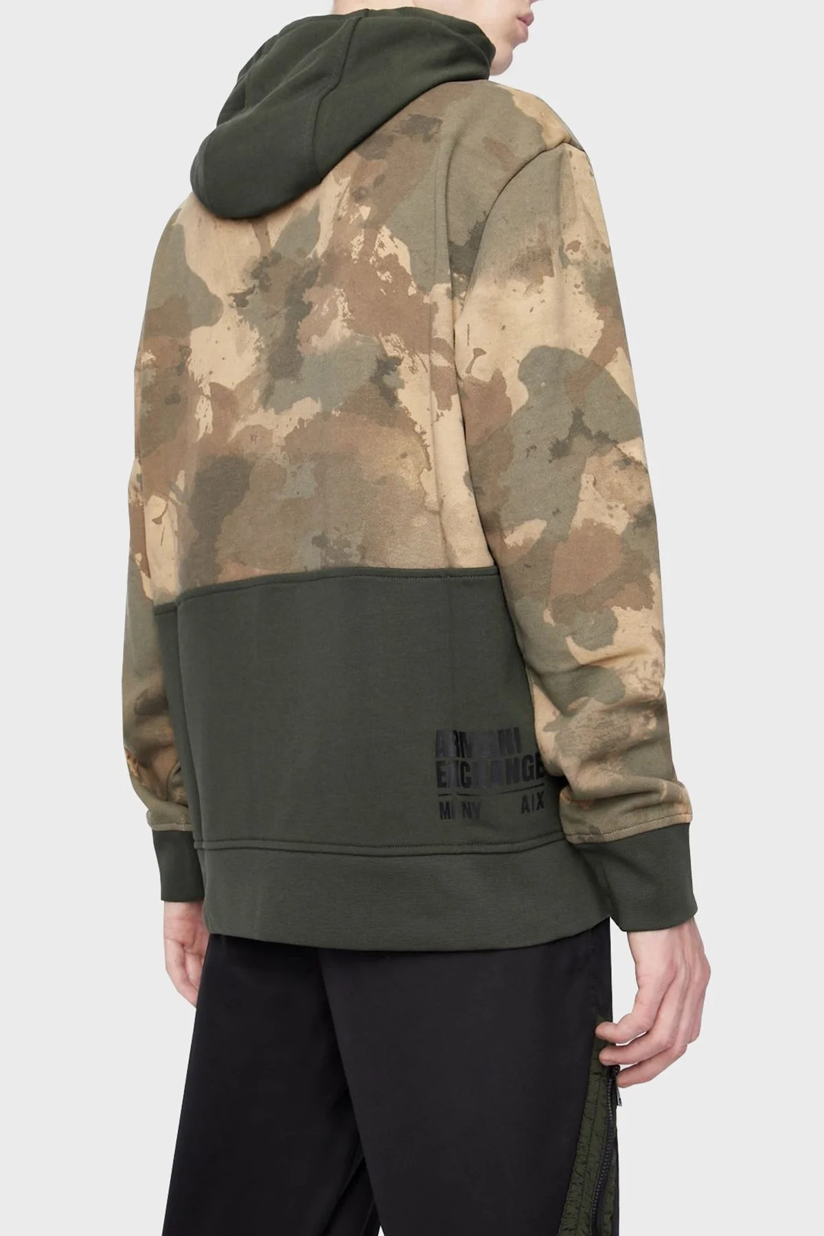 Armani Exchange Regular Fit Kamuflaj Desenli Kapüşonlu Pamuklu Erkek Sweat 6LZMFC ZJXAZ 4876 KAMUFLAJ-BEJ - 3