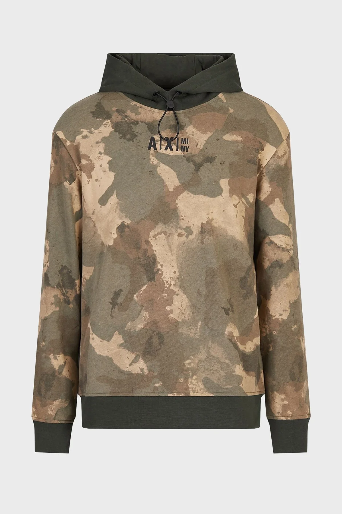 Armani Exchange Regular Fit Kamuflaj Desenli Kapüşonlu Pamuklu Erkek Sweat 6LZMFC ZJXAZ 4876 KAMUFLAJ-BEJ - 4