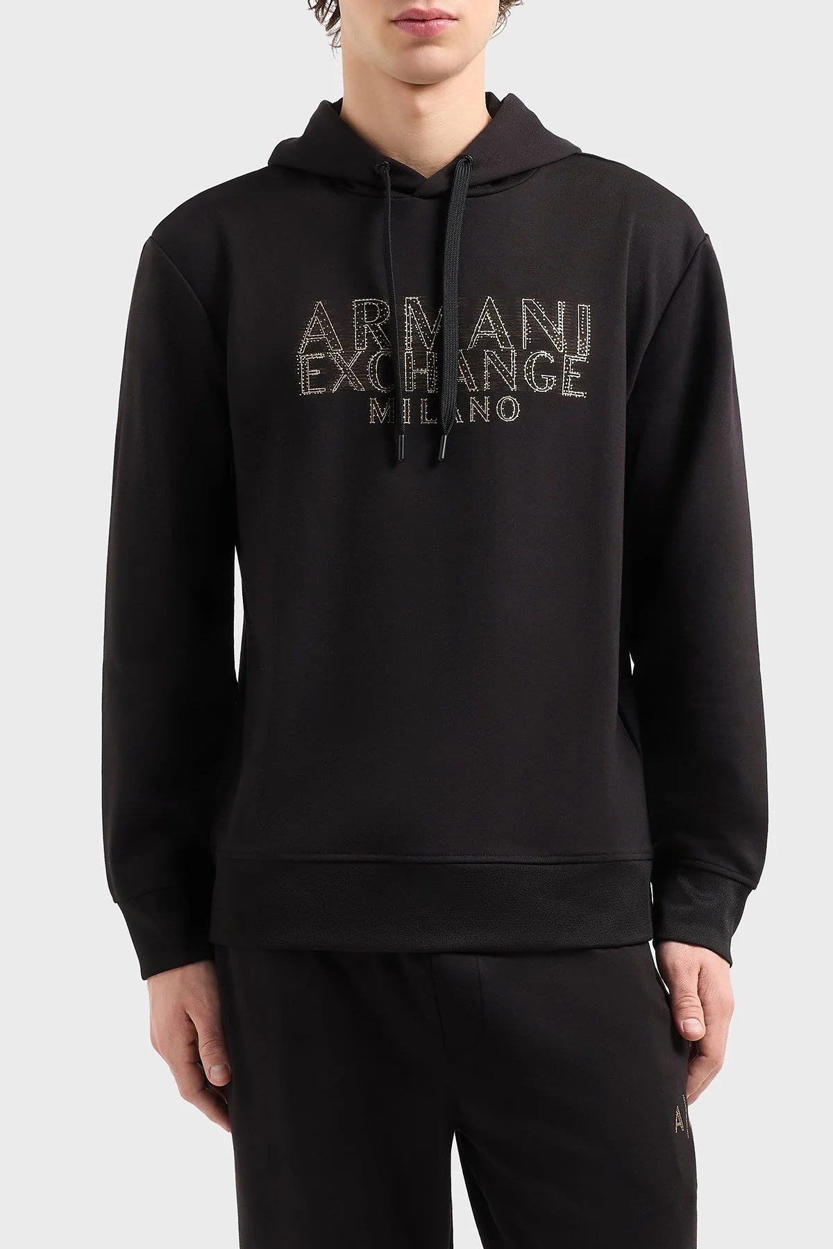 Armani Exchange Regular Fit Kapüşonlu Efektli Logo Baskılı Erkek Sweat XM000332 AF12269 UC001 SİYAH - 6