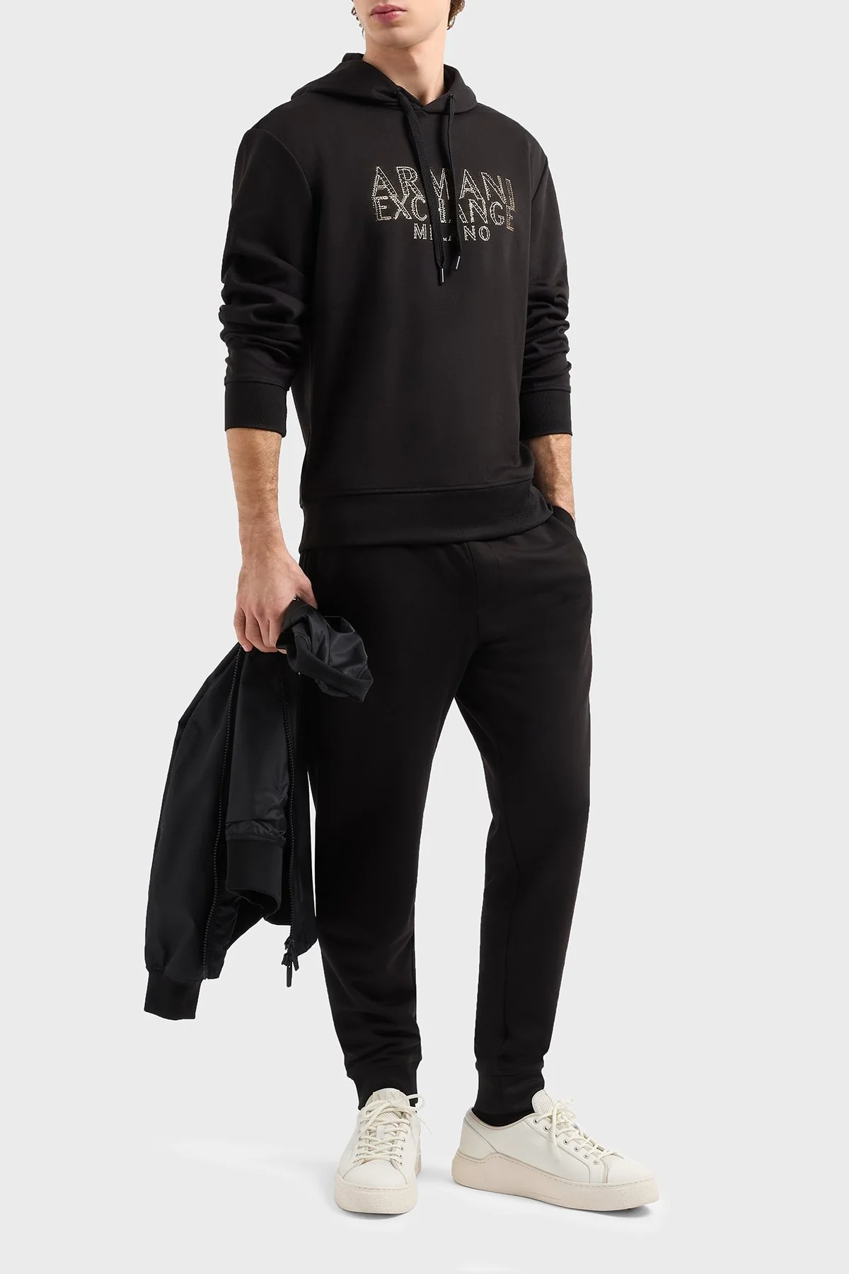 Armani Exchange Regular Fit Kapüşonlu Efektli Logo Baskılı Erkek Sweat XM000332 AF12269 UC001 SİYAH - 7