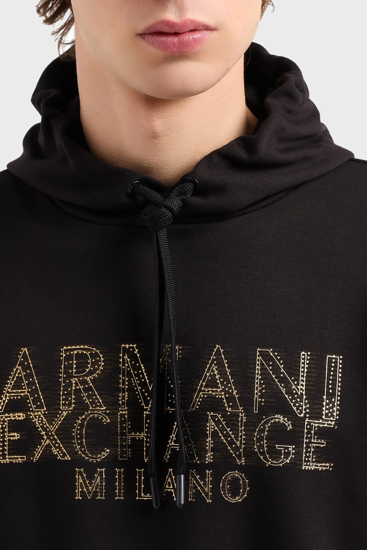 Armani Exchange Regular Fit Kapüşonlu Efektli Logo Baskılı Erkek Sweat XM000332 AF12269 UC001 SİYAH - 9