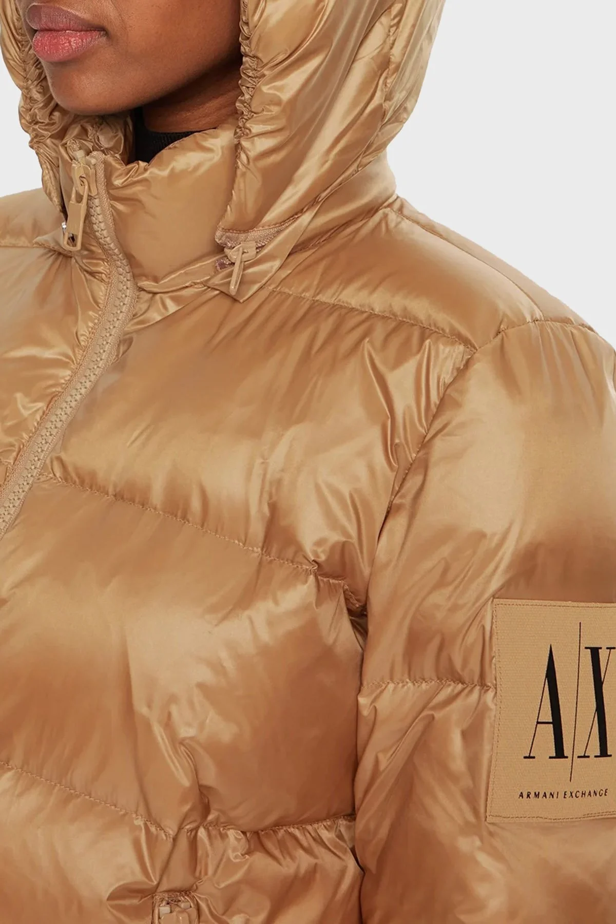 Armani Exchange Regular Fit Kapüşonlu Yaka Kuş Tüyü Dolgulu Bayan Mont XW000228 AF10860 U6164 Tarçın - 5