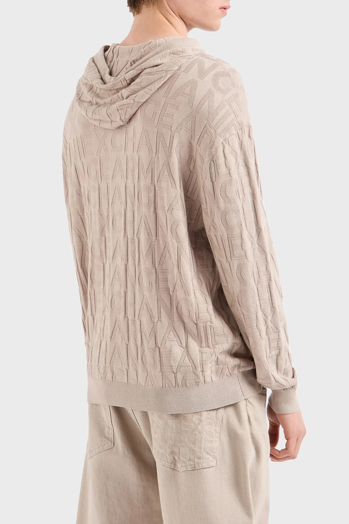 Armani Exchange Regular Fit Kapüşonlu Yaka Örme Erkek Kazak 6DZM1B ZM4DZ 17AB KREM - 3
