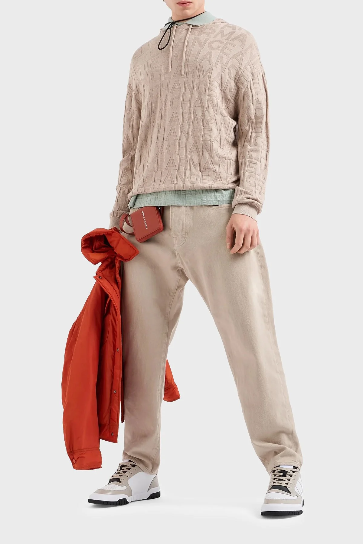 Armani Exchange Regular Fit Kapüşonlu Yaka Örme Erkek Kazak 6DZM1B ZM4DZ 17AB KREM - 2