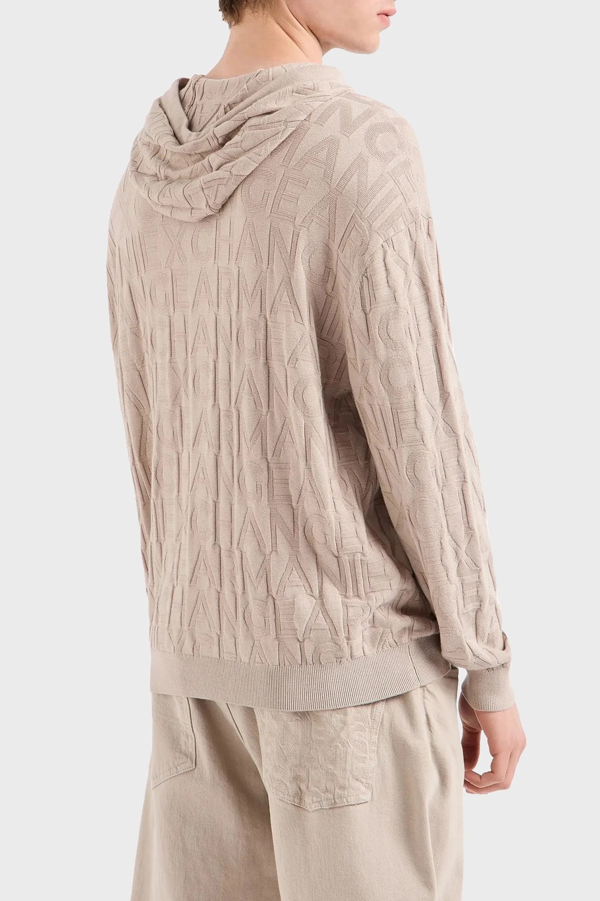 Armani Exchange Regular Fit Kapüşonlu Yaka Örme Erkek Kazak 6DZM1B ZM4DZ 17AB KREM - 3