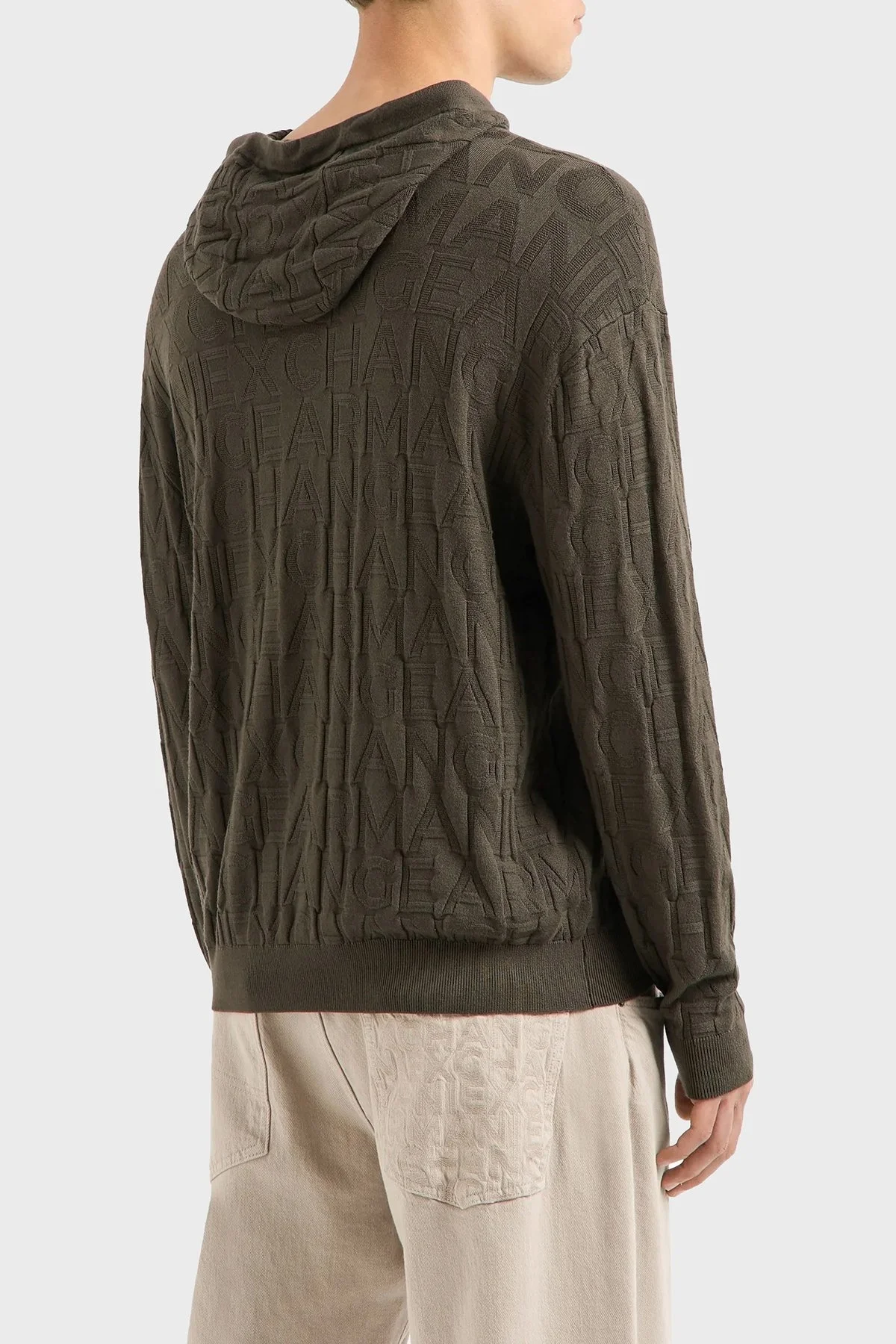 Armani Exchange Regular Fit Kapüşonlu Yaka Örme Erkek Kazak 6DZM1B ZM4DZ 1897 SİYAH-YEŞİL - 3