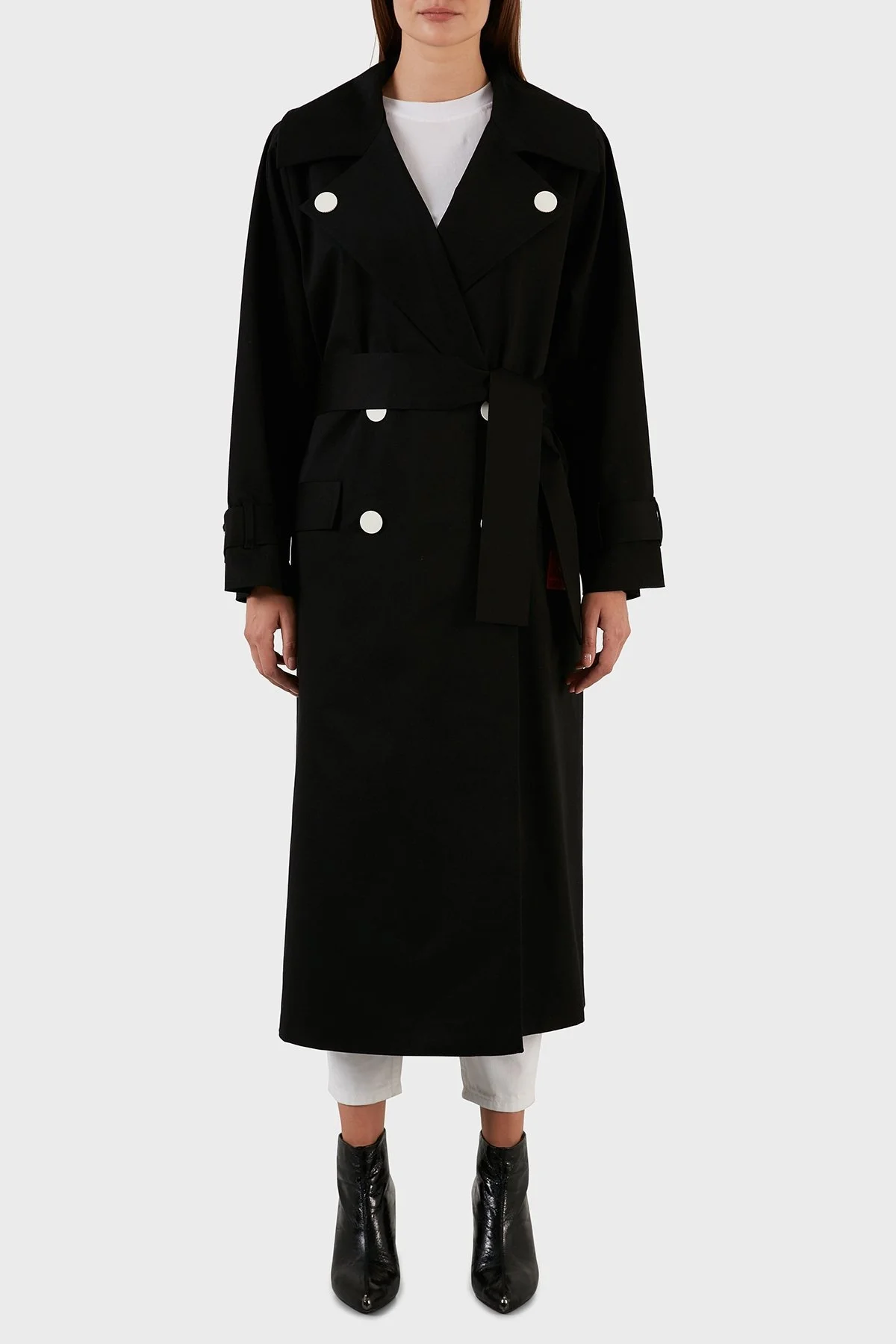 Armani Exchange Regular Fit Kemerli Cepli Pamuklu Bayan Trençkot 6LYL24 YN7EZ 1200 SİYAH - 1