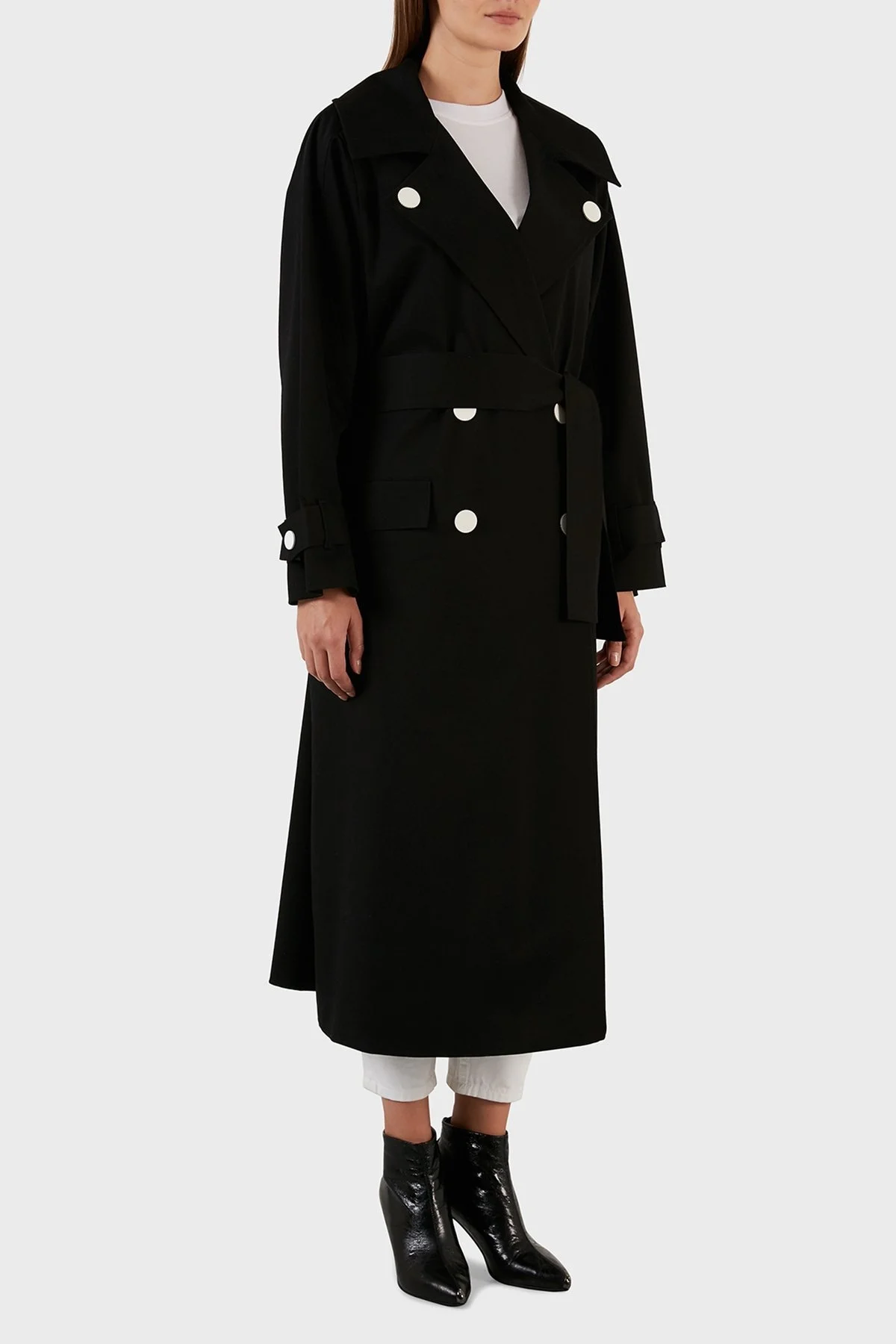 Armani Exchange Regular Fit Kemerli Cepli Pamuklu Bayan Trençkot 6LYL24 YN7EZ 1200 SİYAH - 2