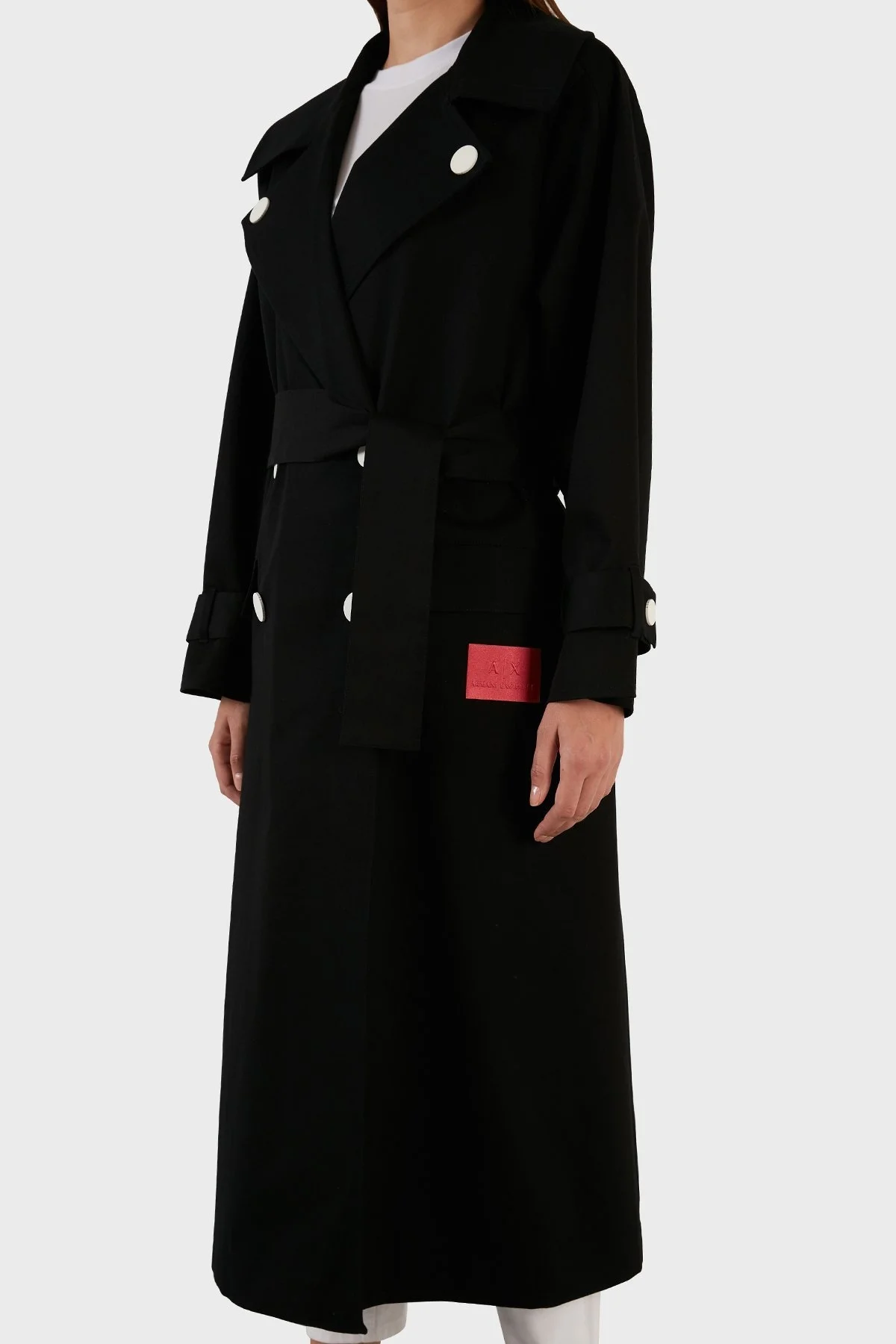 Armani Exchange Regular Fit Kemerli Cepli Pamuklu Bayan Trençkot 6LYL24 YN7EZ 1200 SİYAH - 3