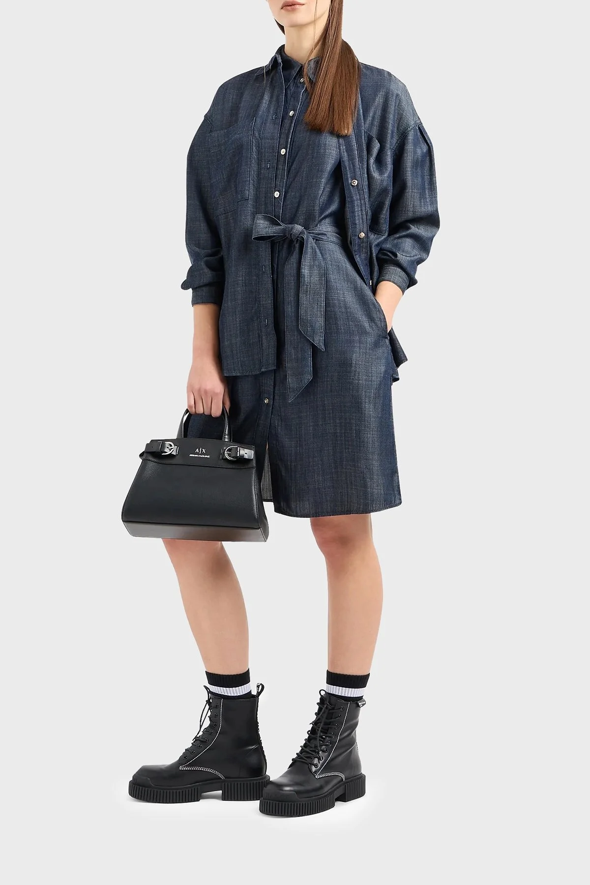 Armani Exchange Regular Fit Kemerli Mini Denim Bayan Elbise 3DYA64 Y15PZ 1500 MAVİ - 2