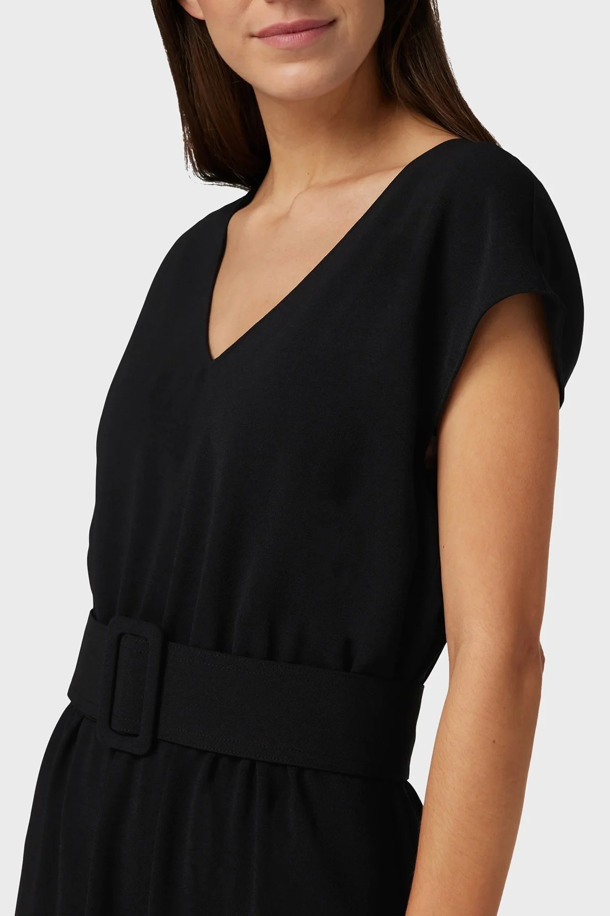 Armani Exchange Regular Fit Kemerli V Yaka Eteği Volanlı Bayan Elbise 3RYA45 YN9JZ 1200 SİYAH - 3