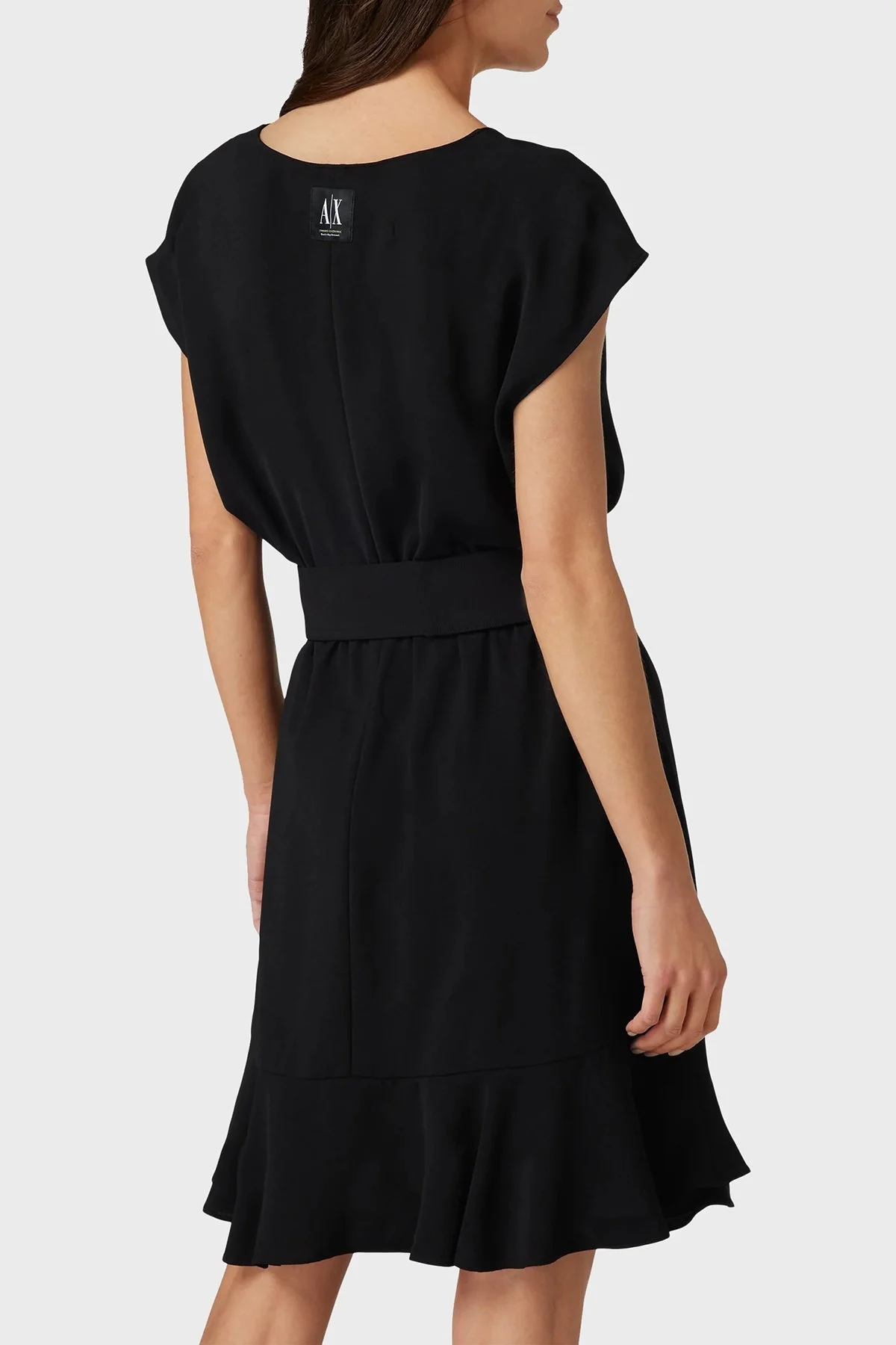 Armani Exchange Regular Fit Kemerli V Yaka Eteği Volanlı Bayan Elbise 3RYA45 YN9JZ 1200 SİYAH - 4